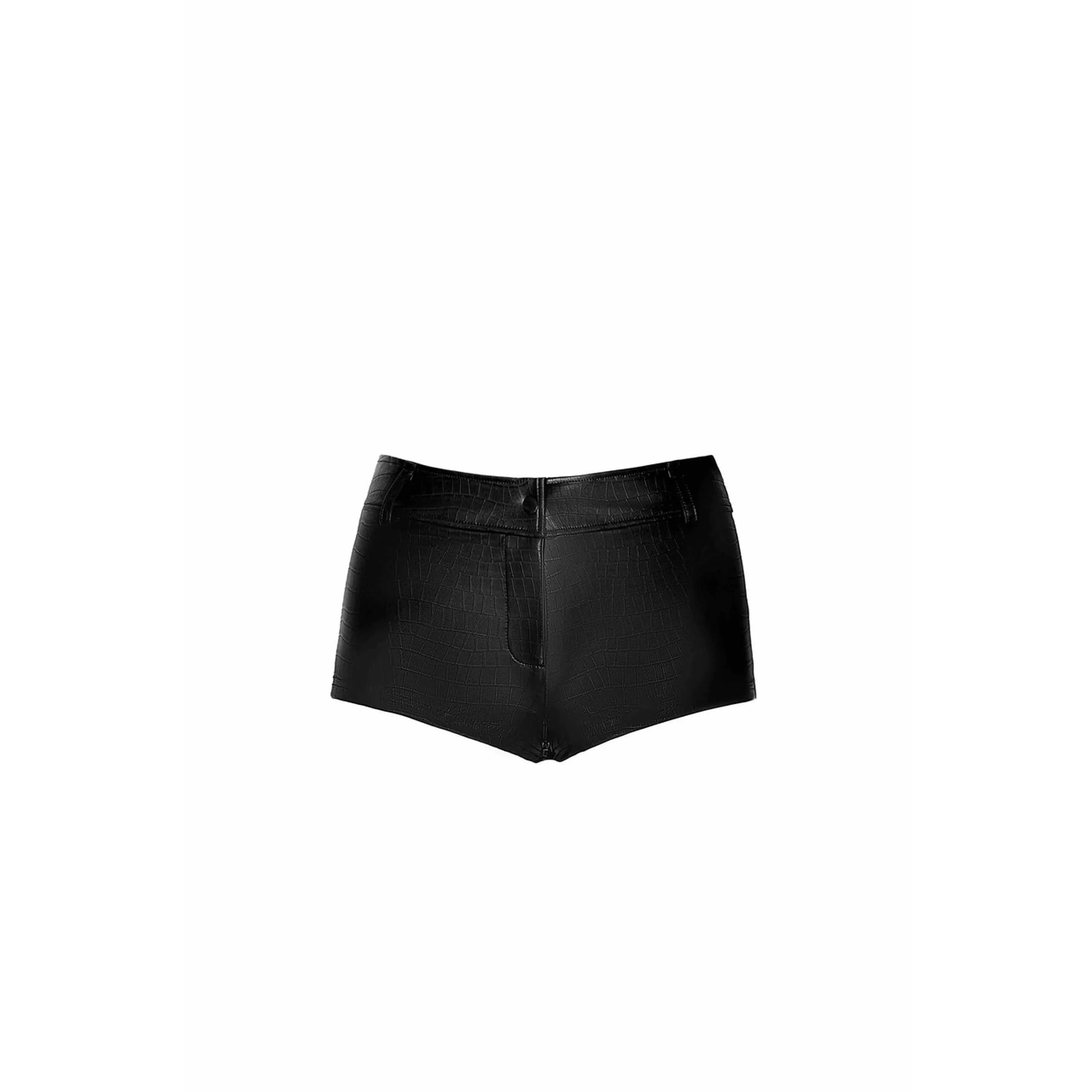 Short taille haute imprimé crocodile wetlook fermeture éclair entrejambe sexy