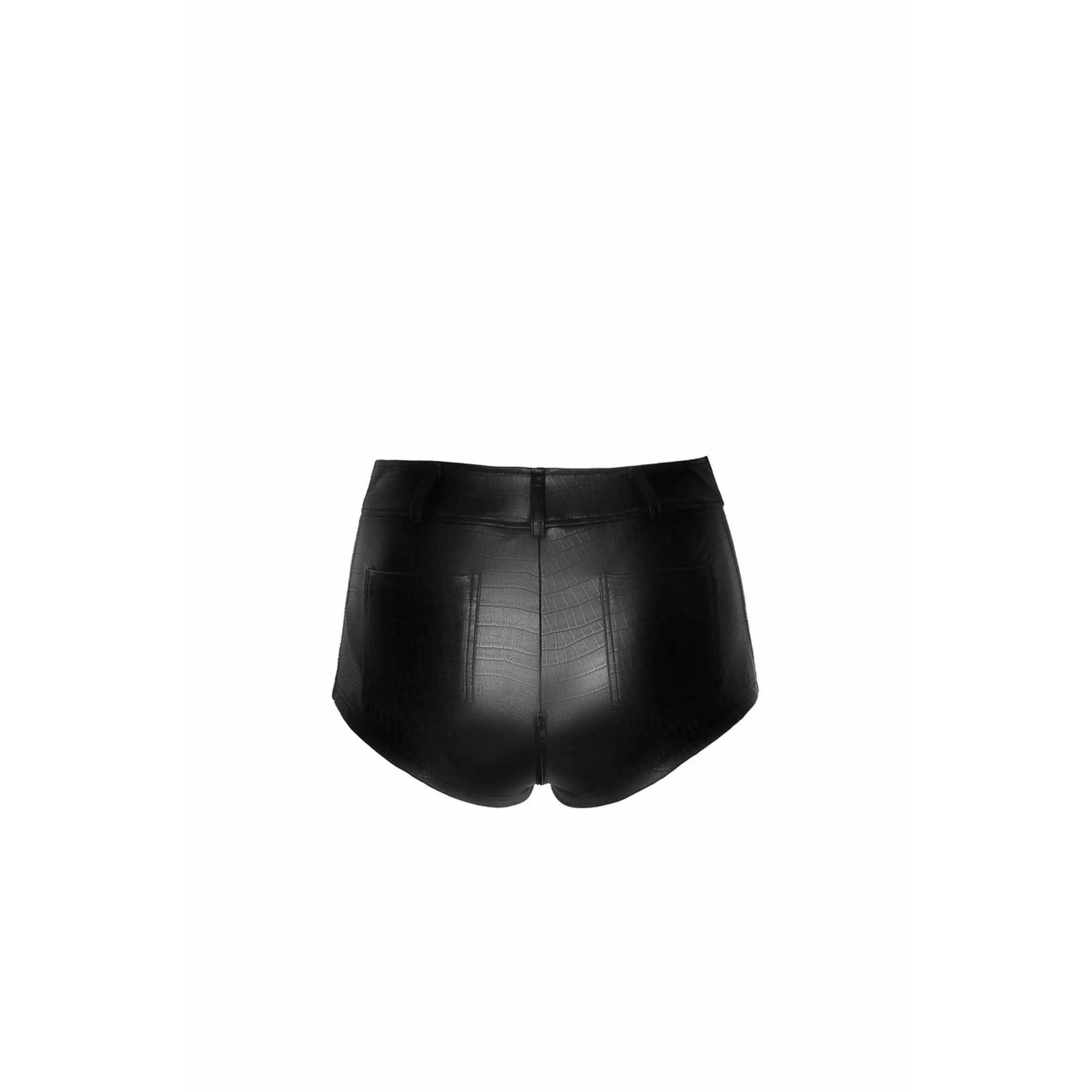 Short taille haute imprimé crocodile wetlook fermeture éclair entrejambe sexy