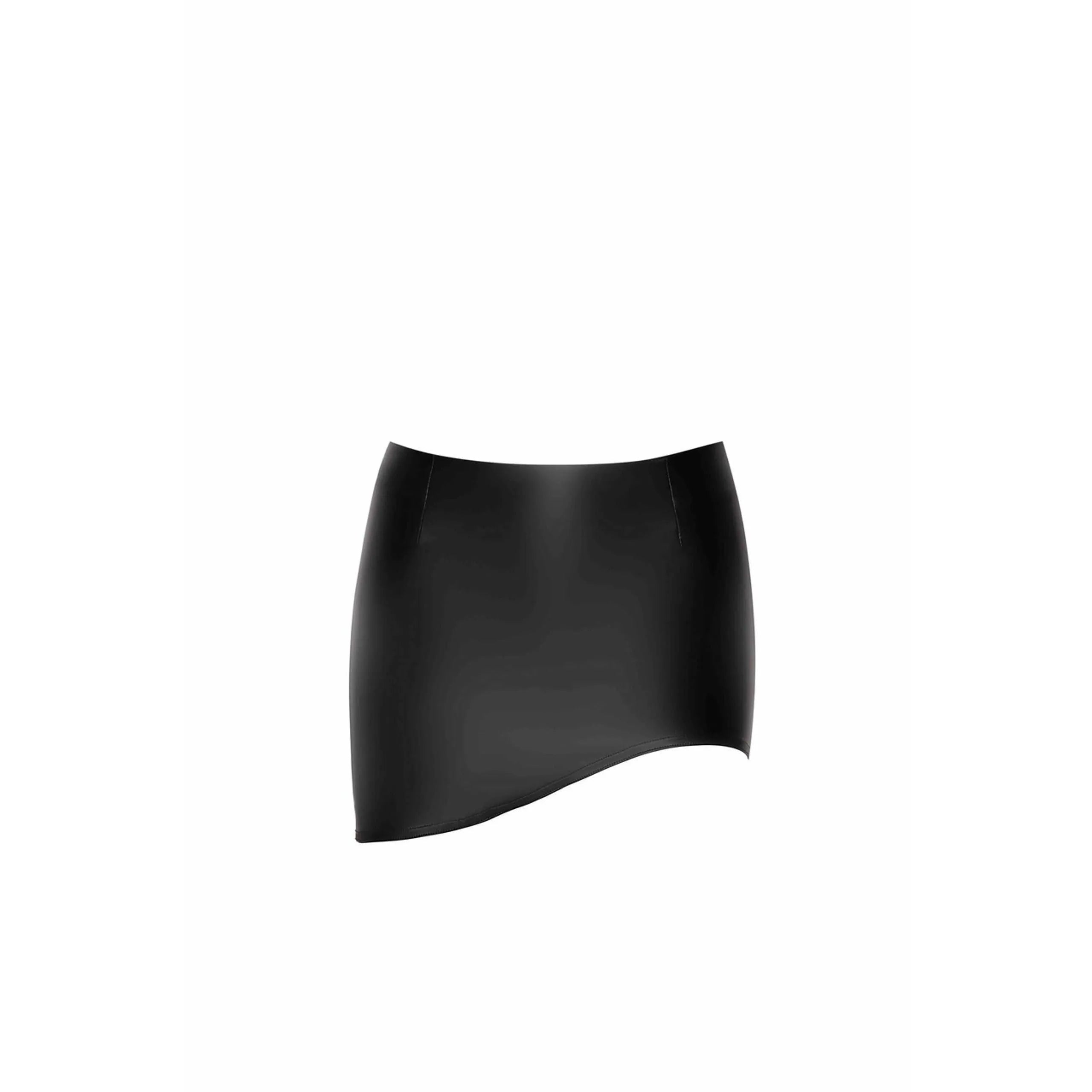 Mini jupe asymétrique wetlook élastique haute couture tentation garde-robe