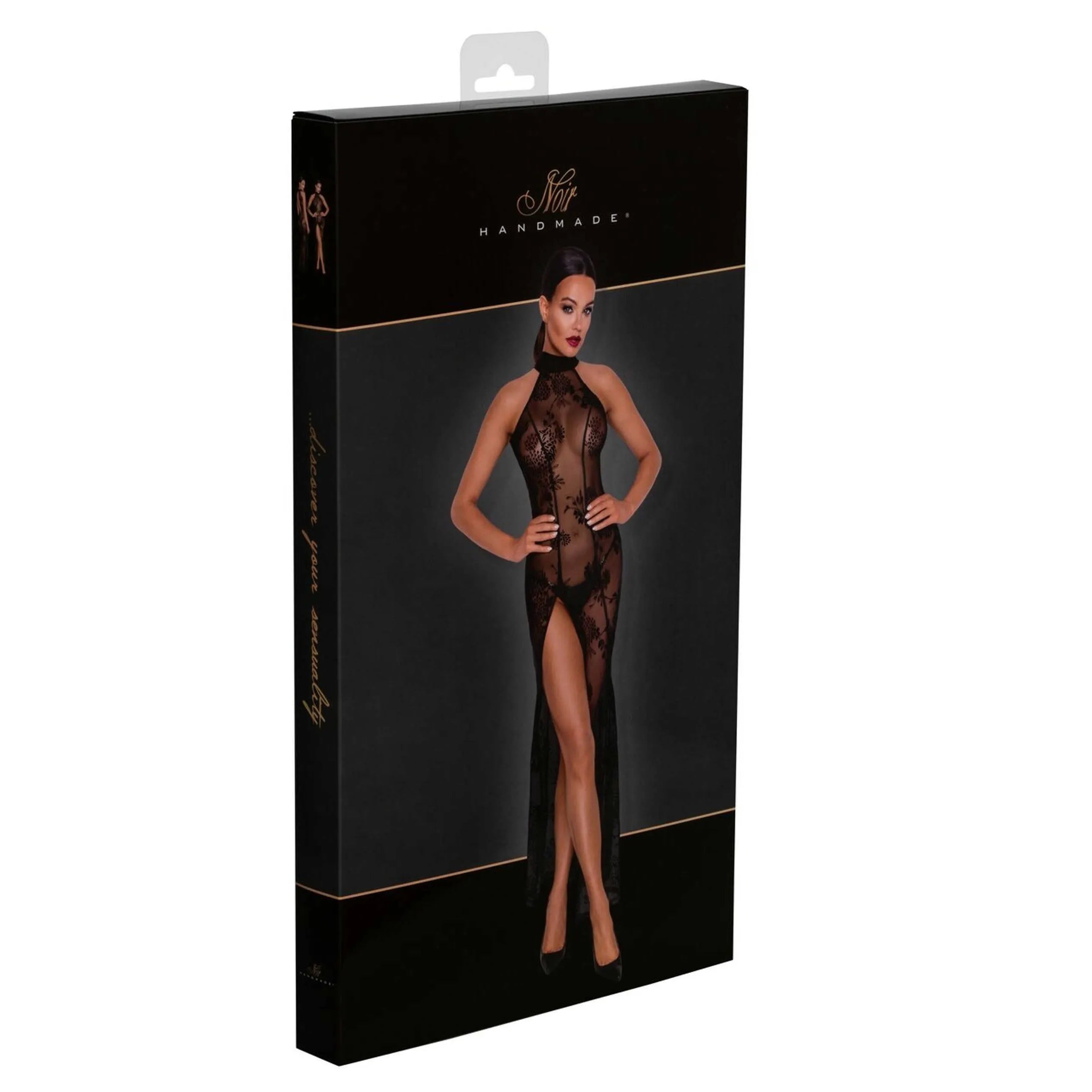 Robe longue tulle transparent broderies florales dos nu soirée chic