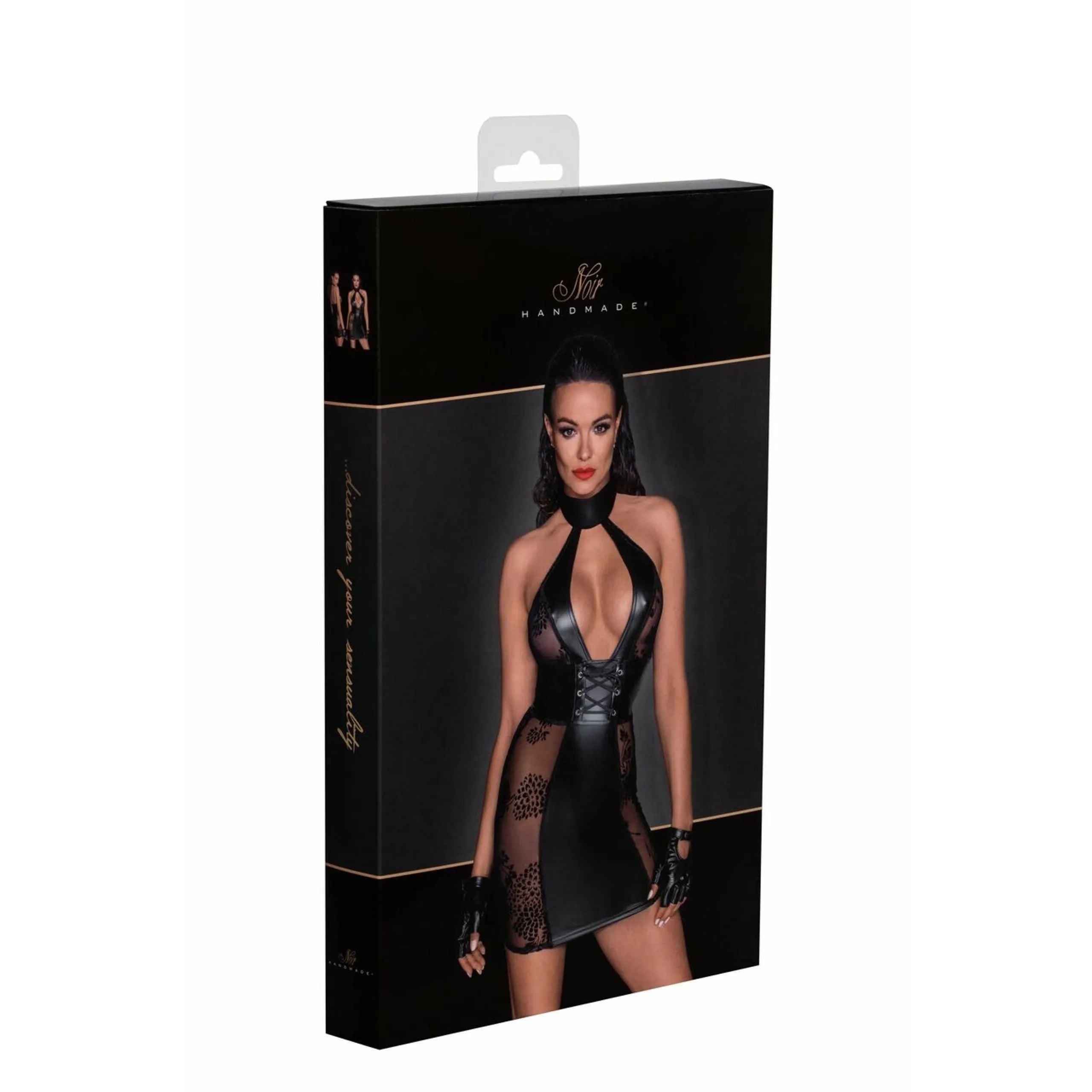 Robe courte tulle broderie floquée Powerwetlook dos nu laçage corset