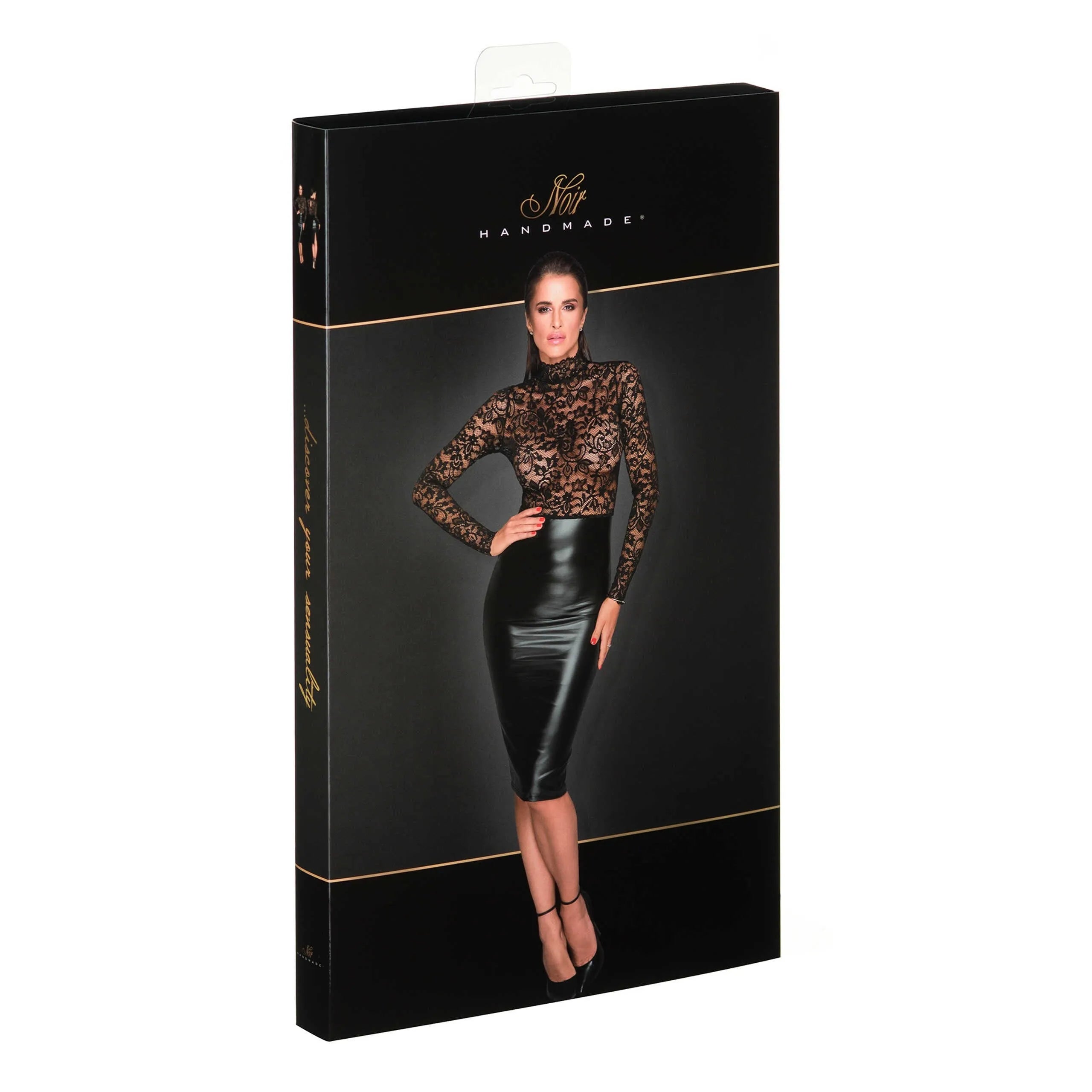 Robe midi élégante Powerwetlook dentelle douce fente arrière événement