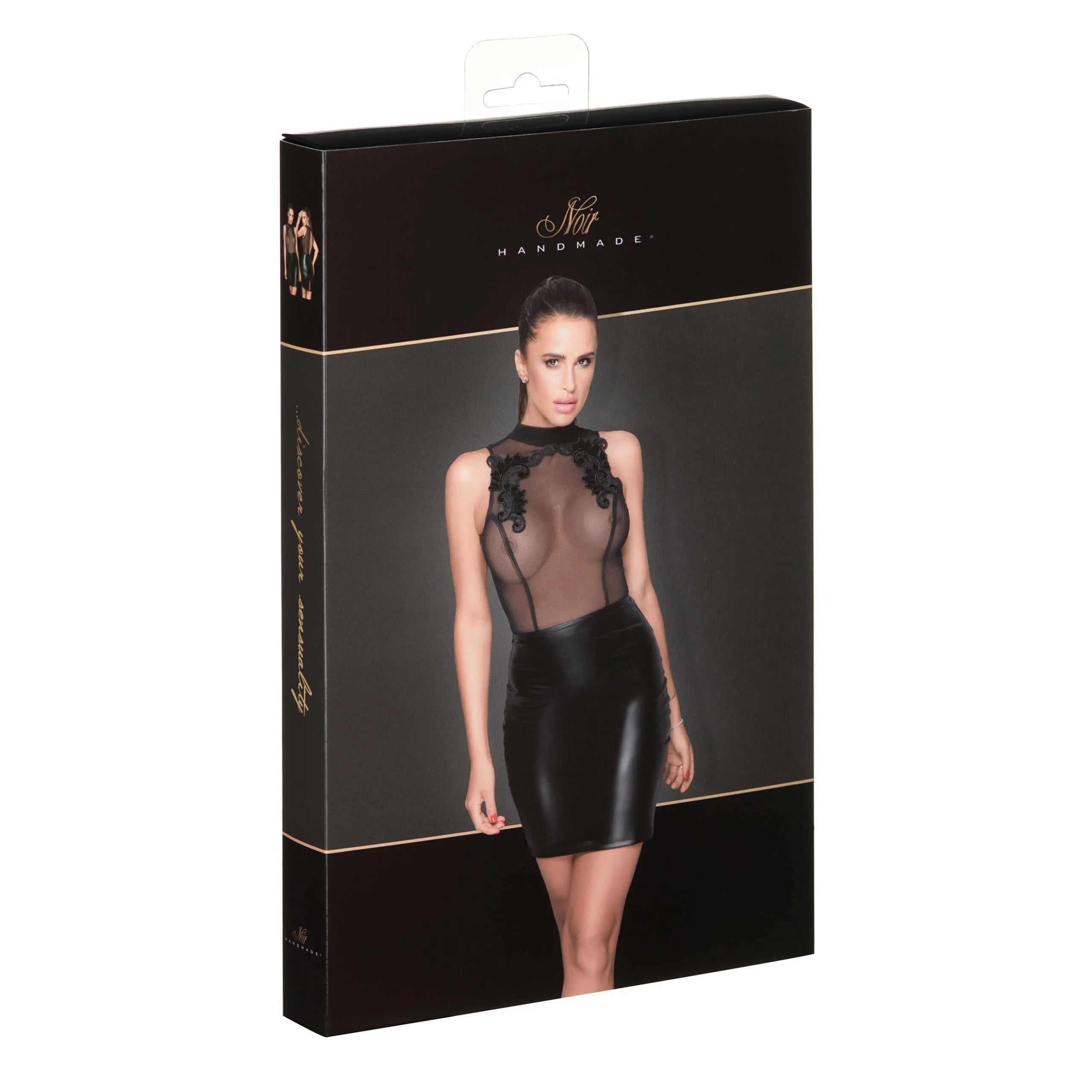 Mini robe sans manches broderies tulle Powerwetlook extensible fente dos