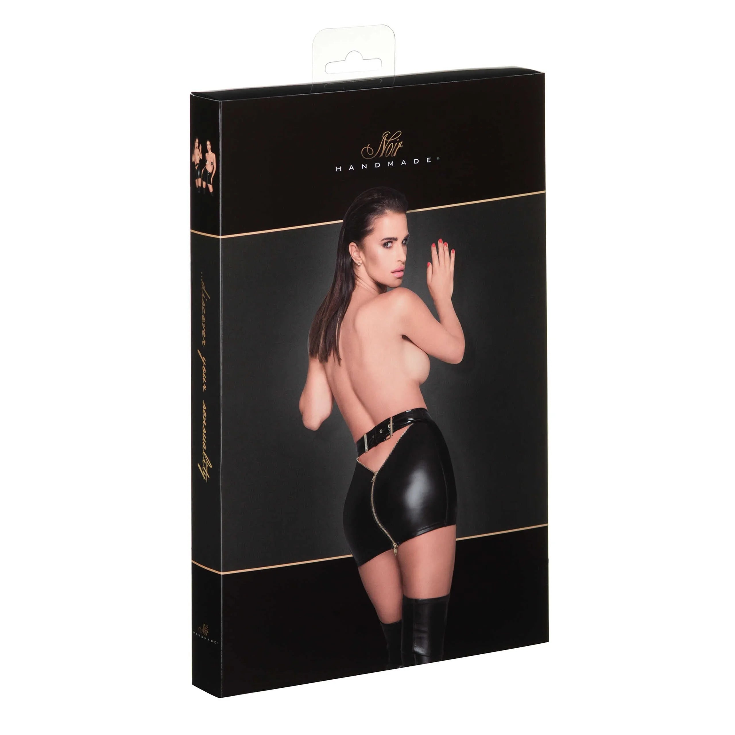 Jupe fantaisie PVC élastique érotique fermetures éclair dorées ceinture réglable