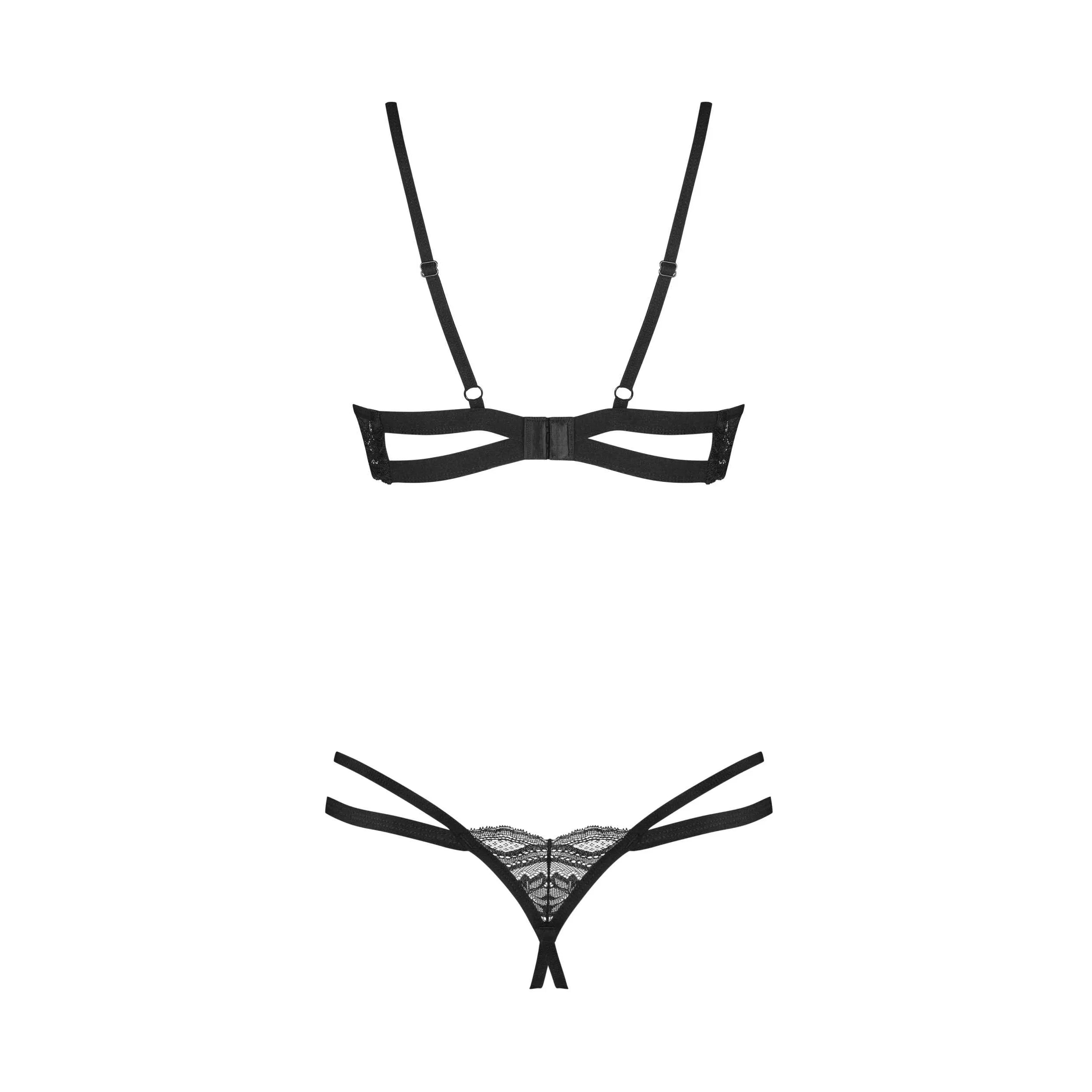 Nutris ensemble ouvert 2 pièces dentelle noire soutien-gorge string audacieux