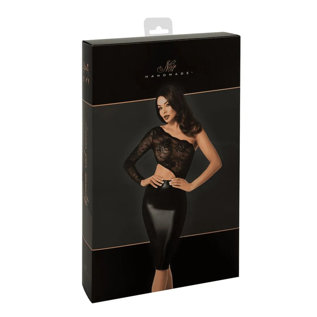 Robe midi dentelle élastique Power Wetlook asymétrique une épaule
