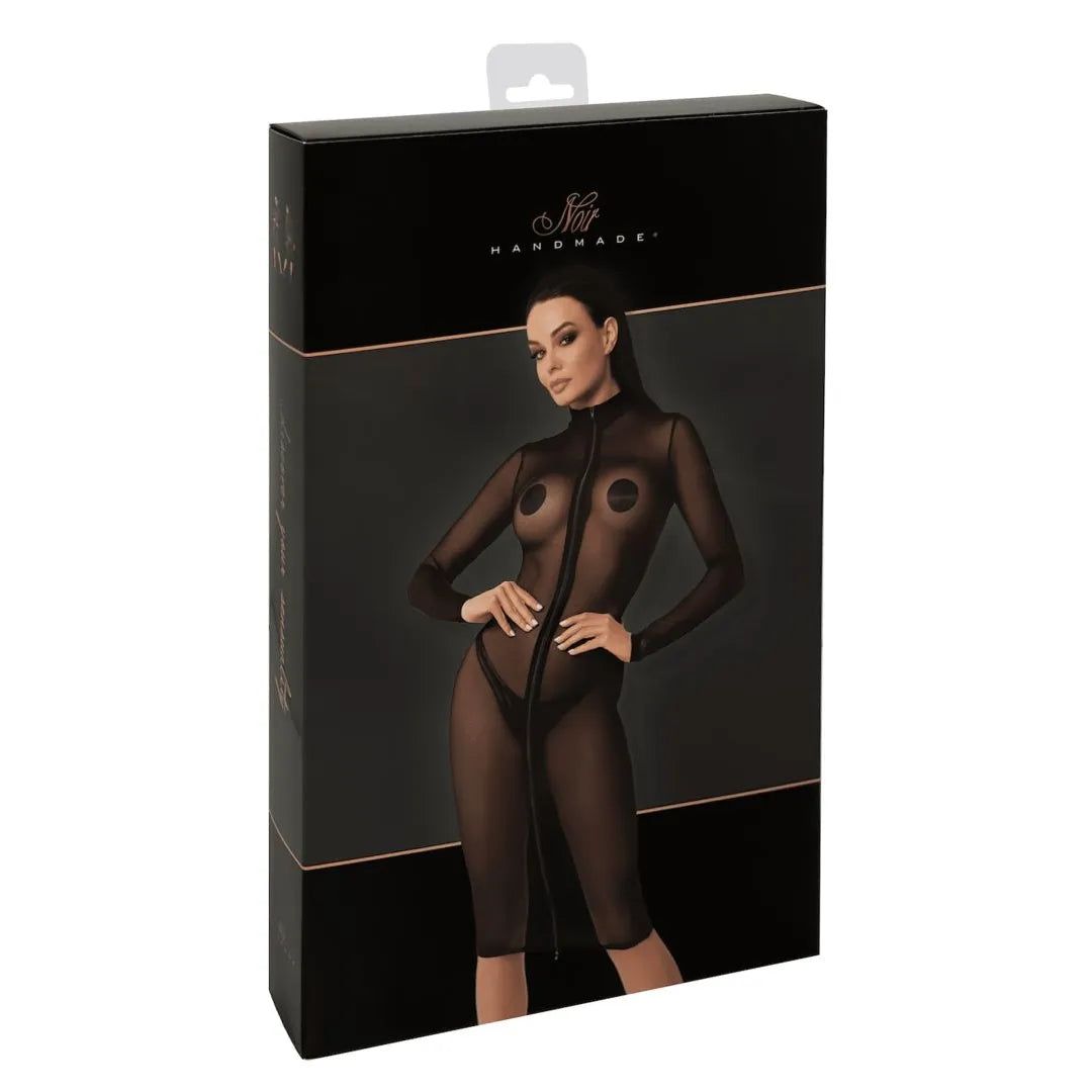 Robe midi transparente élastique maille séduisante fermeture éclair ajustable
