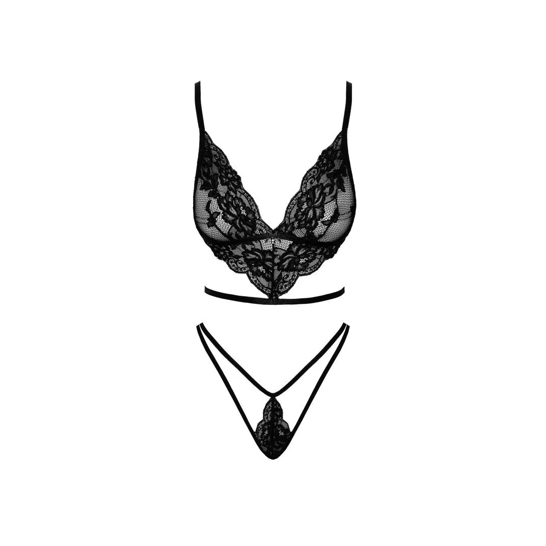 Ensemble lingerie dentelle noire French Kiss soutien-gorge culotte femme sexy
