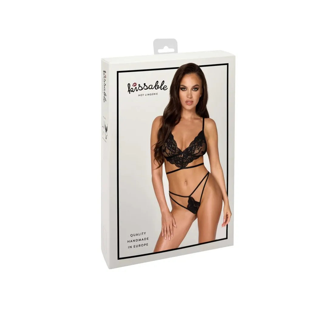 Ensemble lingerie dentelle noire French Kiss soutien-gorge culotte femme sexy