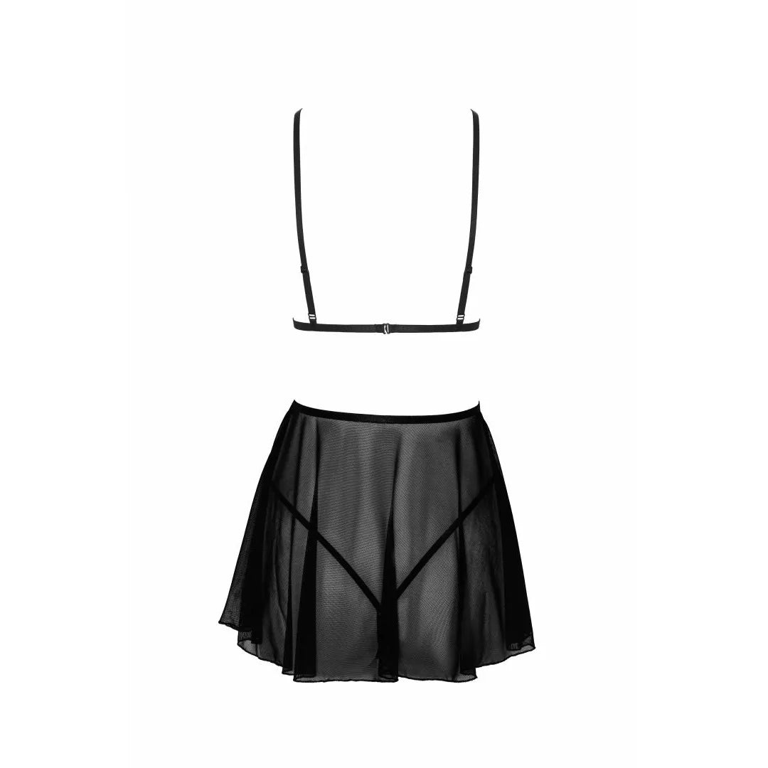 French Kiss babydoll tulle dentelle noire avec culotte sexy lingerie