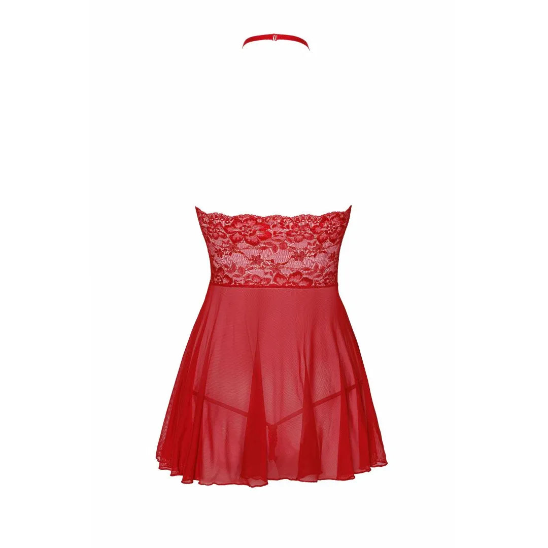 Sexy Kiss 247 babydoll rouge tulle dentelle ruban satin lingerie femme