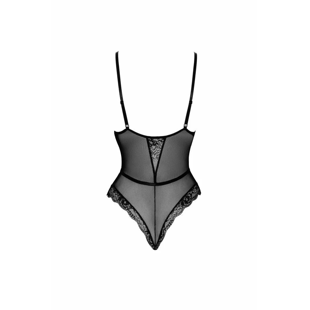 Body dentelle noir élégant avec col, design séduisant et glamour, idéal pour soirées spéciales, modèle First Kiss 248.