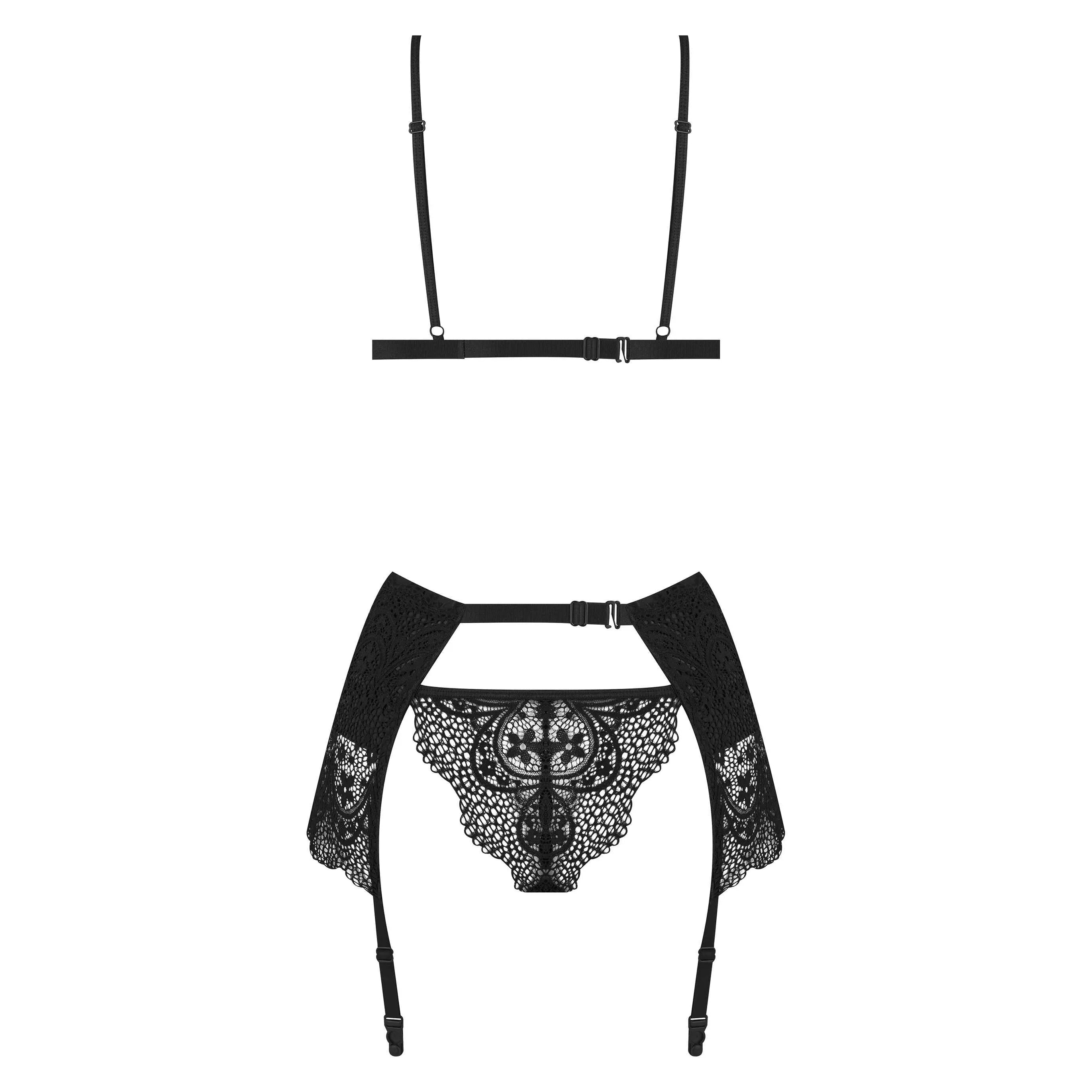 ensemble lingerie wetlook dentelle noir ajustable occasions spéciales femmes