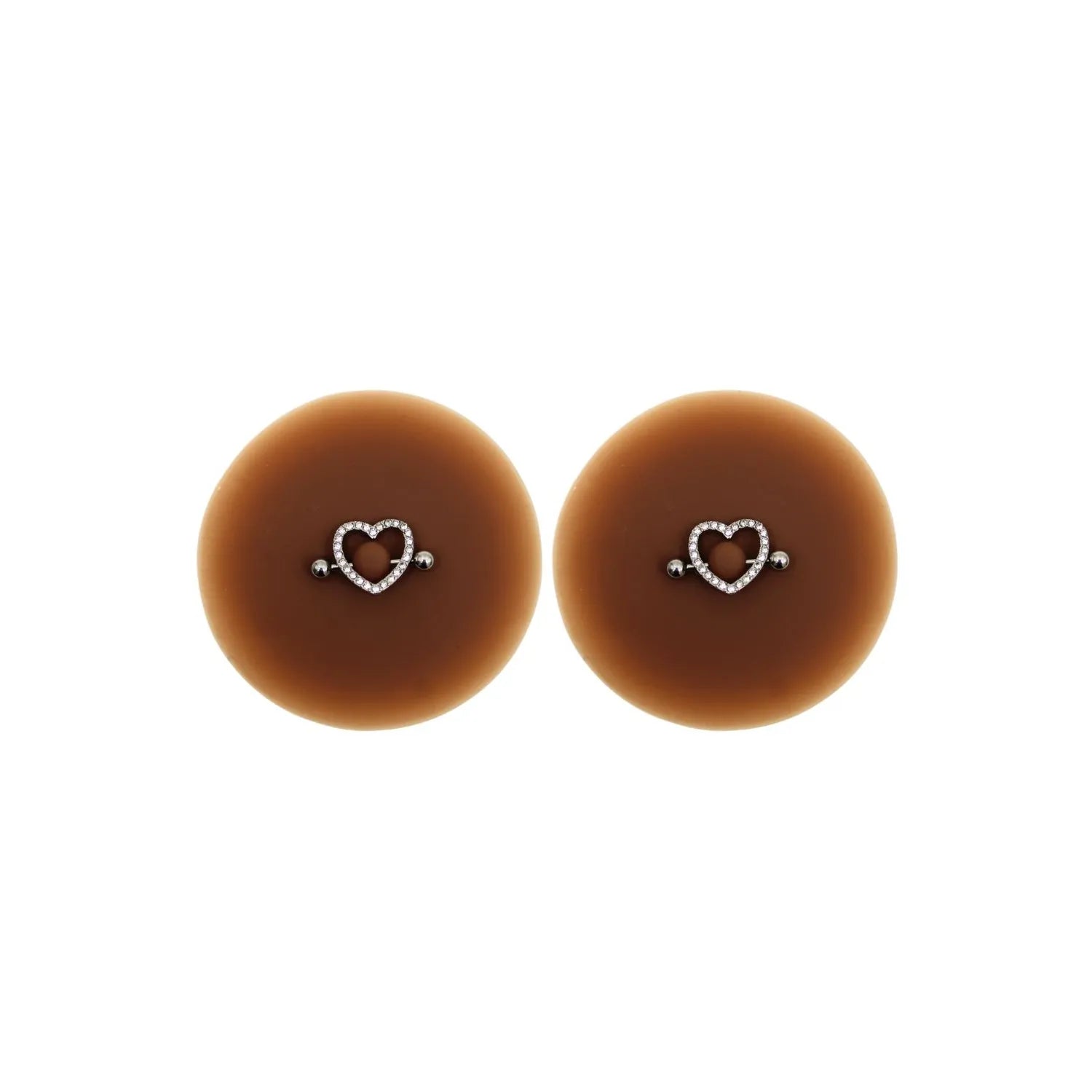 cache-tétons adhésifs réutilisables silicone piercing coeur faux diamant peaux foncées