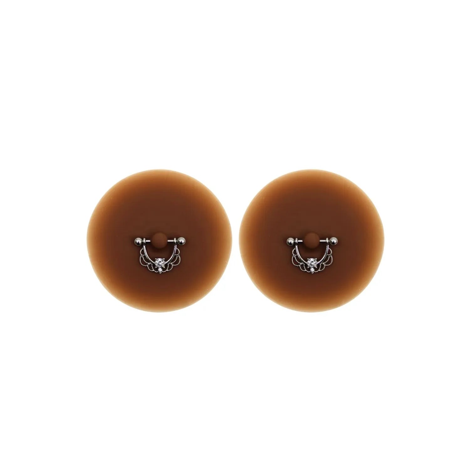 cache-tétons adhésifs réutilisables silicone piercing barre faux diamant peaux foncées