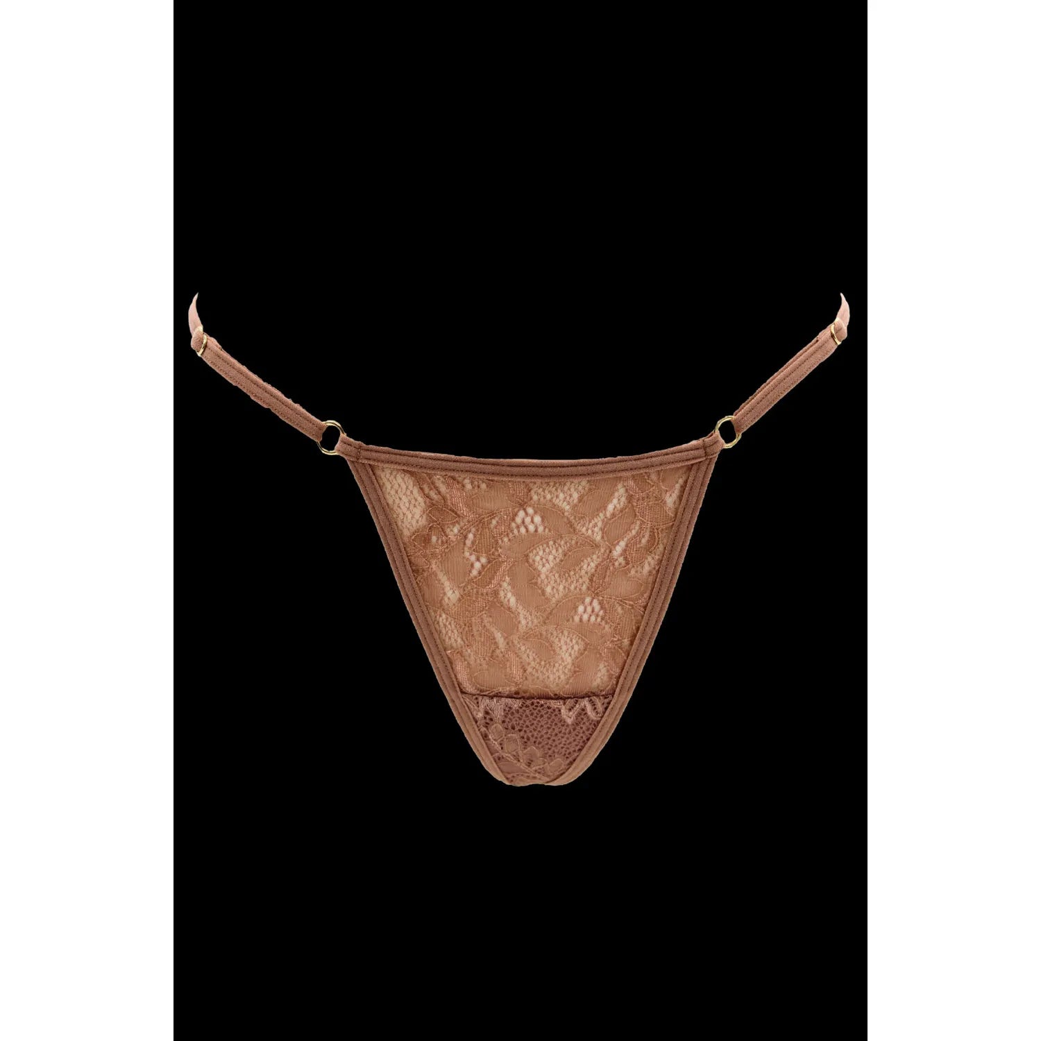 String dentelle taupe bijou cœur doré lanières ajustables sexy féminine