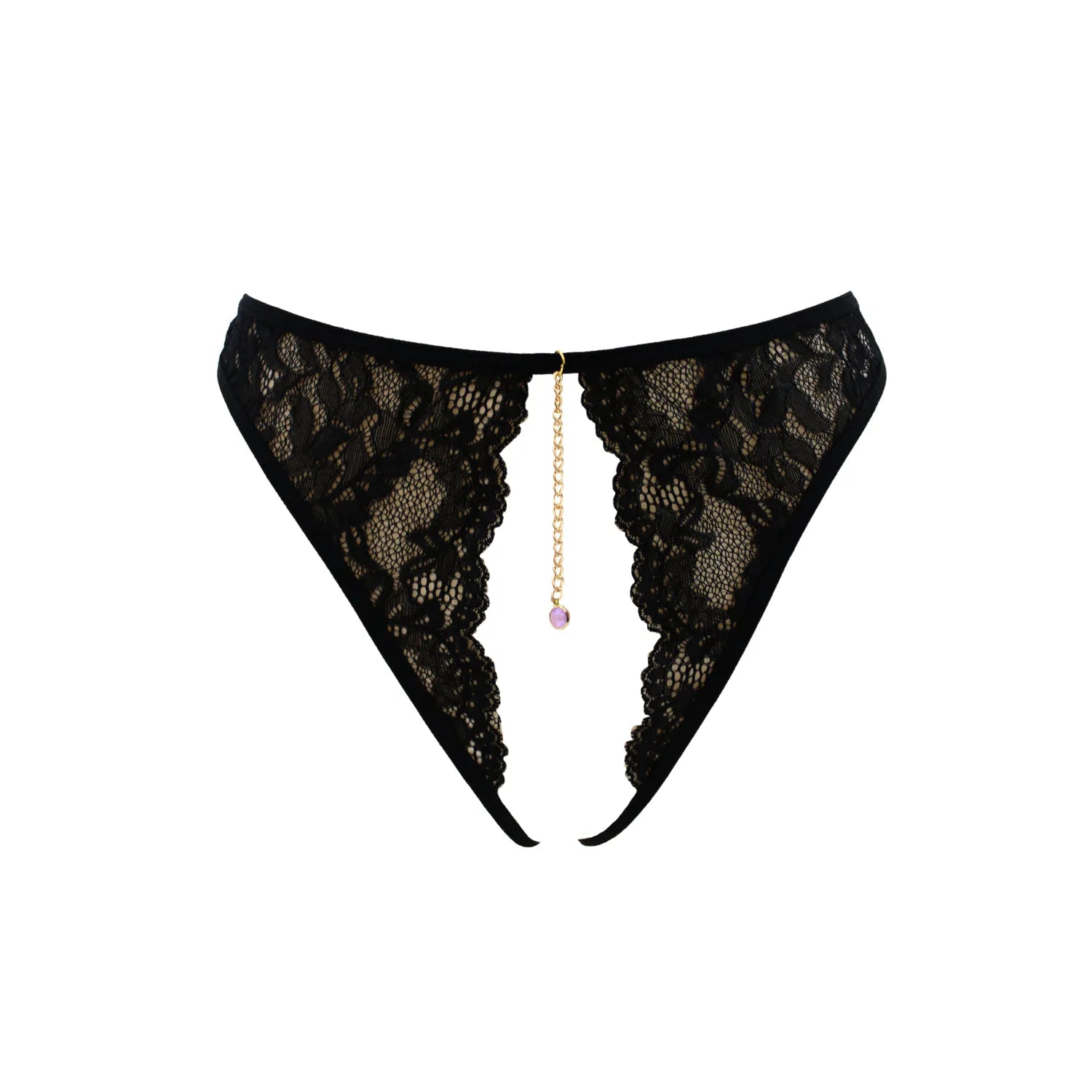 String noir dentelle ouverte chaîne dorée bijou ajustable S à XXL