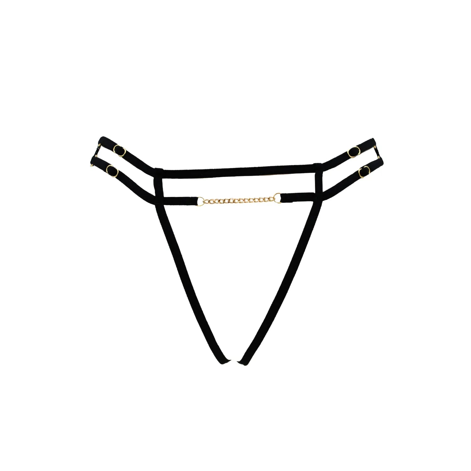 String noir dentelle ouverte chaîne dorée bijou ajustable S à XXL