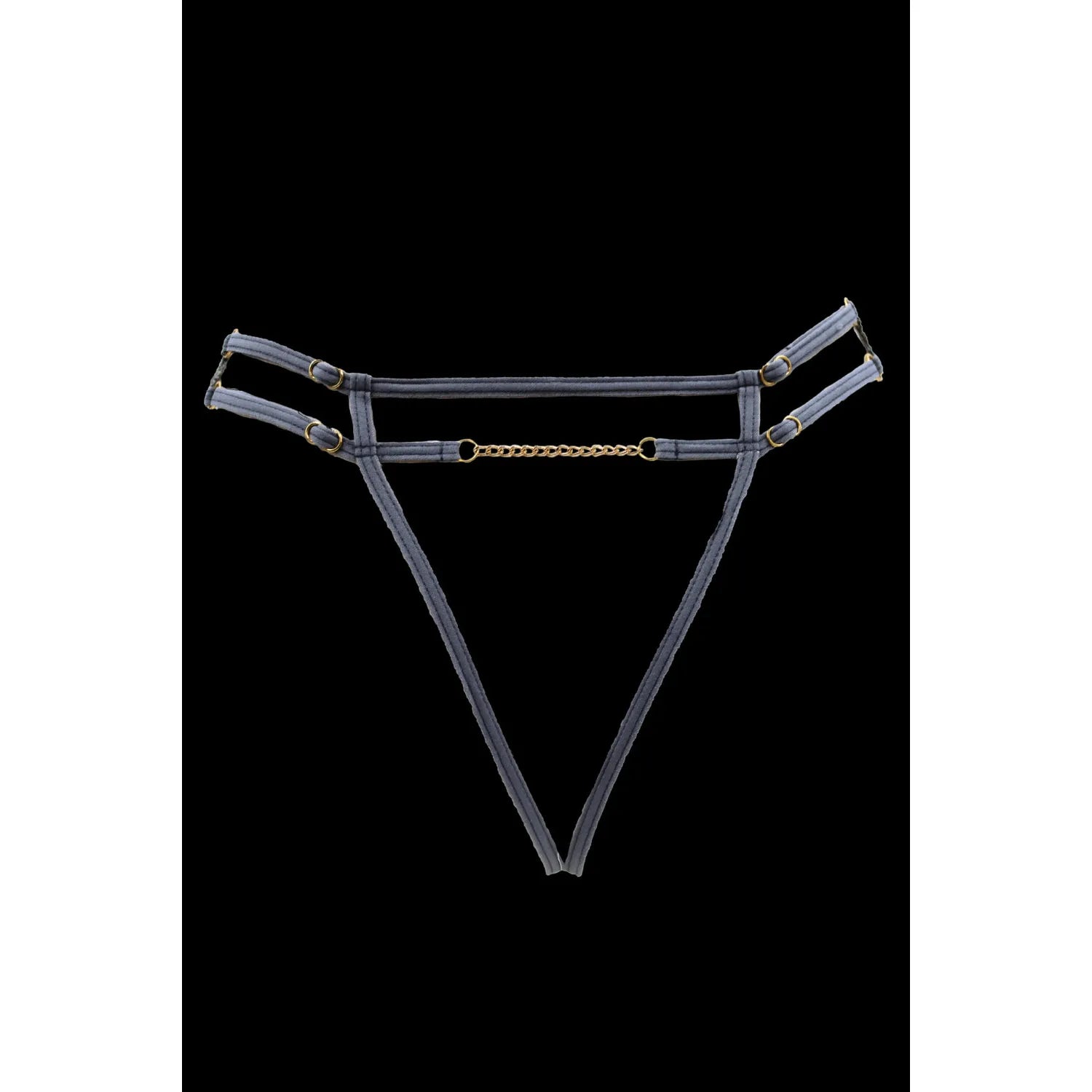 String dentelle gris chaîne dorée bijou scintillant ouvert entrejambe ajustable