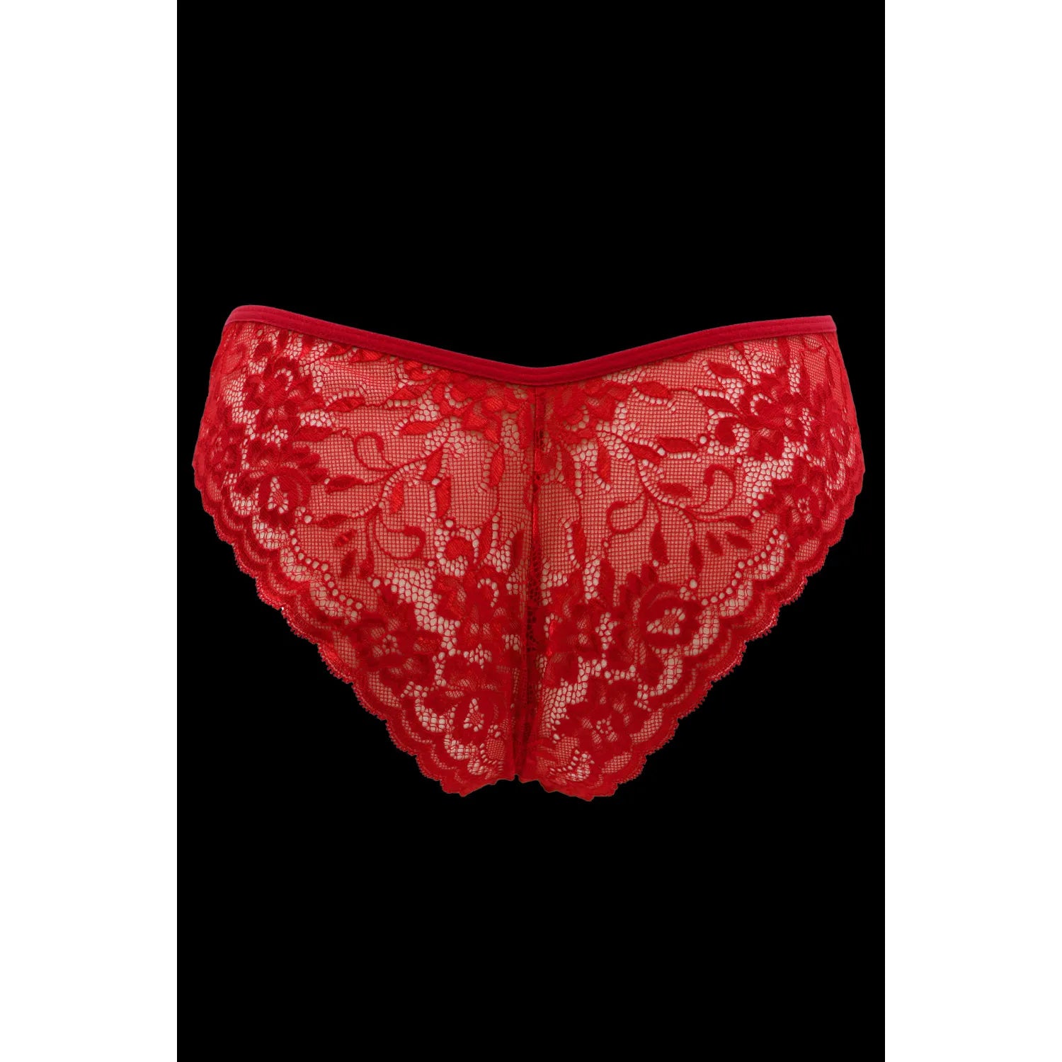 Culotte rouge dentelle florale, nœud satin, élégante et confortable, usage quotidien, lingerie féminine raffinée.