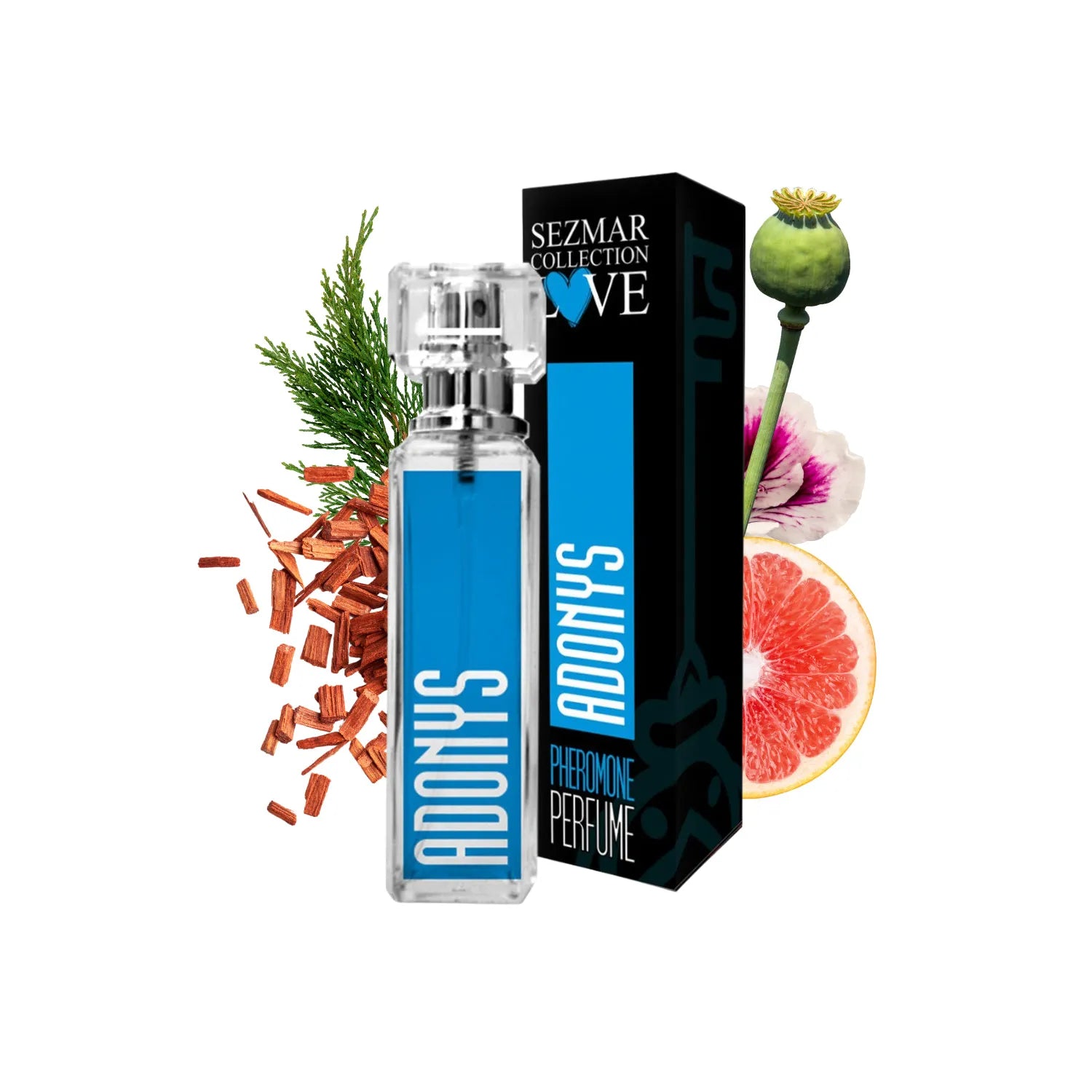 Parfum phéromones naturel Adonis luxe séduisant notes pamplemousse vétiver 30ml
