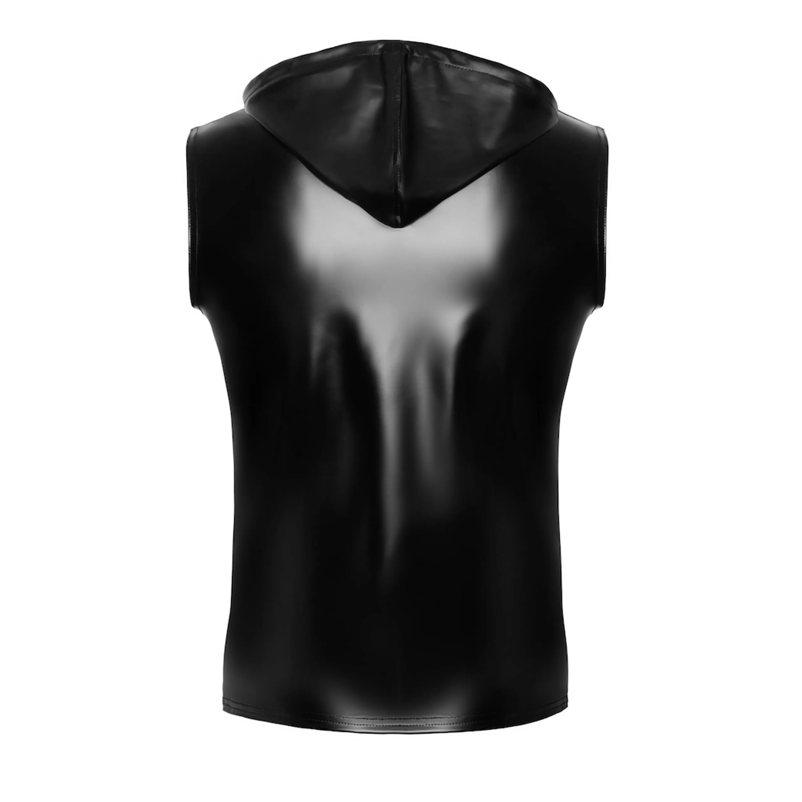 Sweat à capuche sans manches wetlook élastique moderne et audacieux