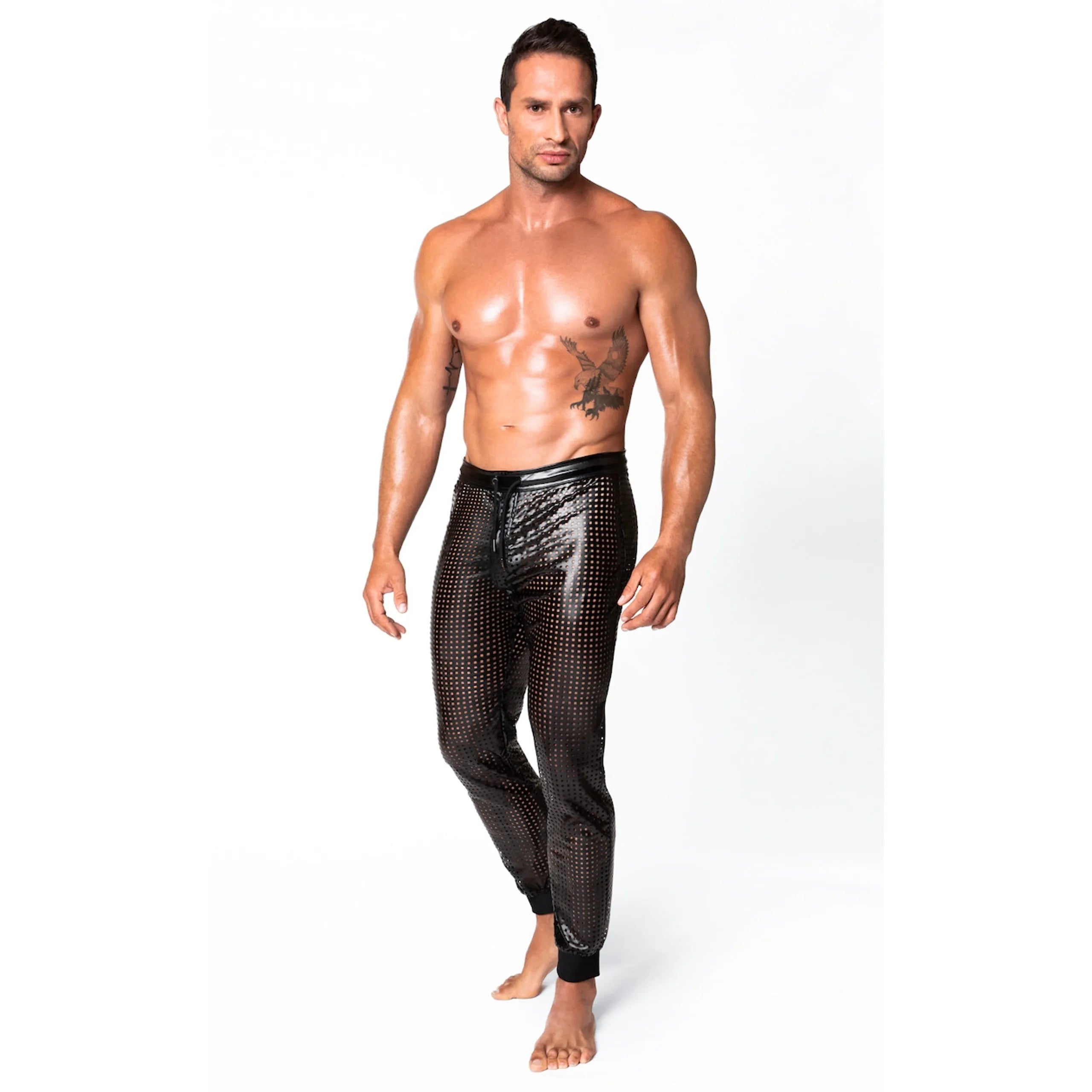 Pantalon long Mayhem wetlook perforé laçage élastique élégance audacieuse