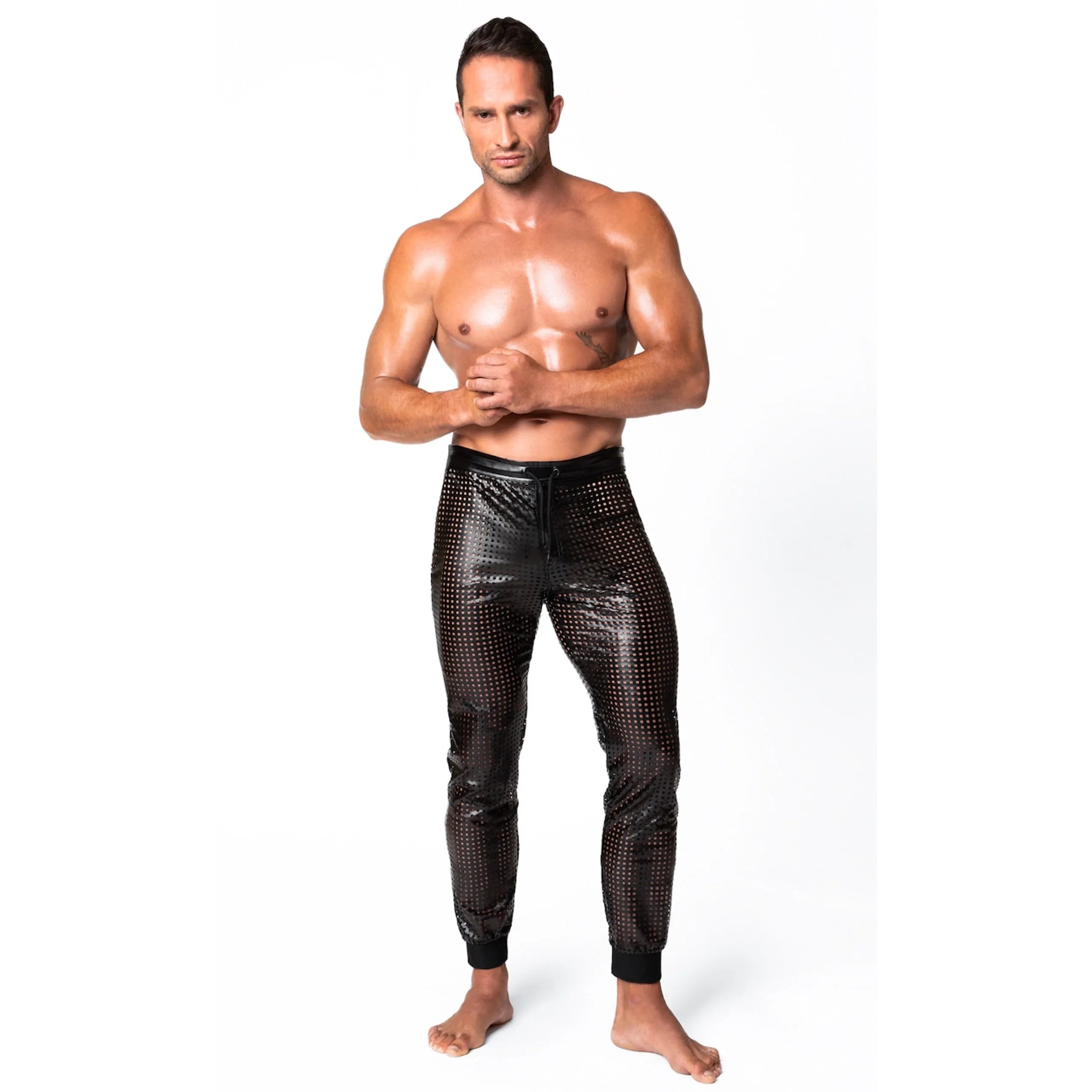 Pantalon long Mayhem wetlook perforé laçage élastique élégance audacieuse