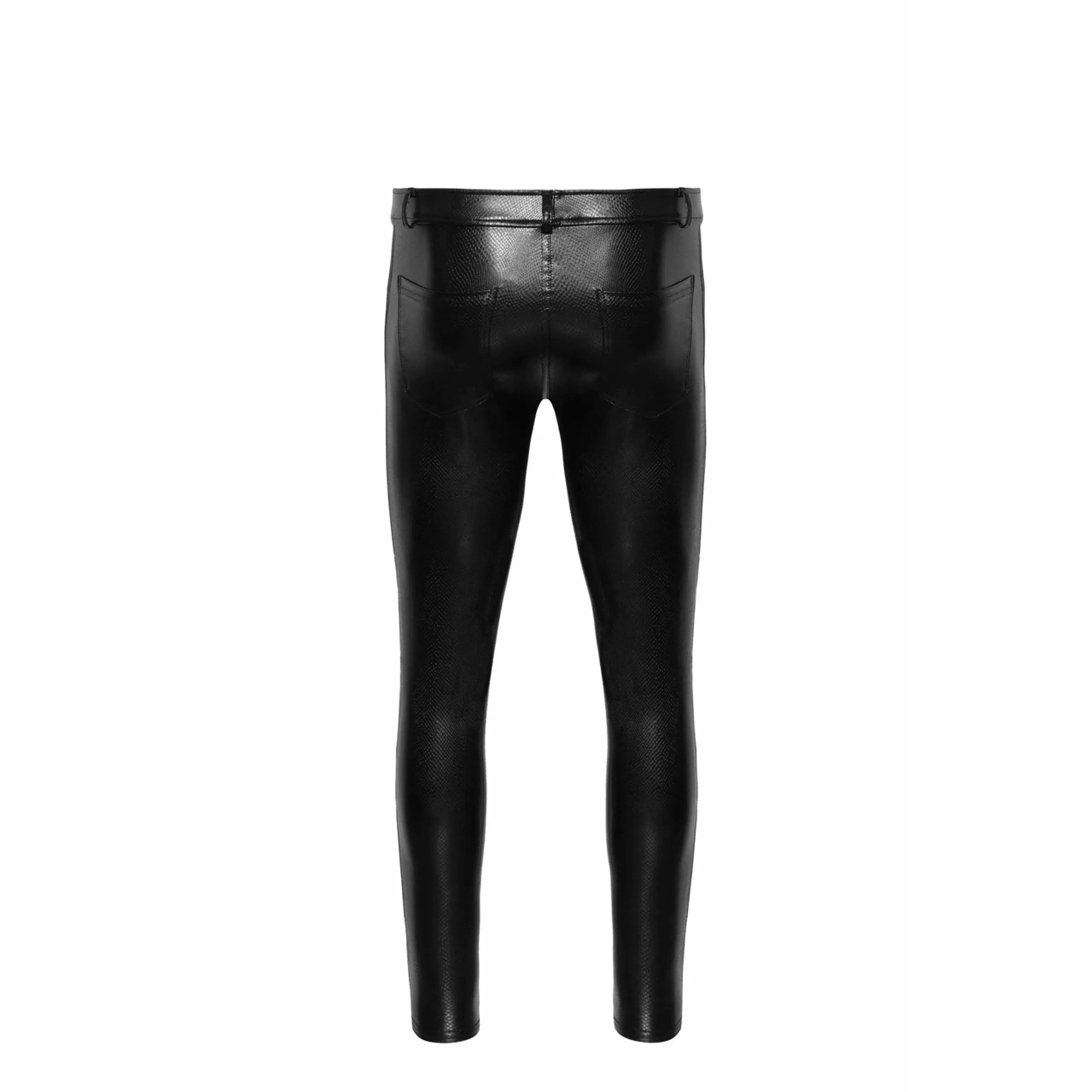 H067 Pantalon long en wetlook serpent avec poches arrière