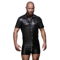 Chemise homme sexy élégante élastique wetlook polyester élasthanne poches avant