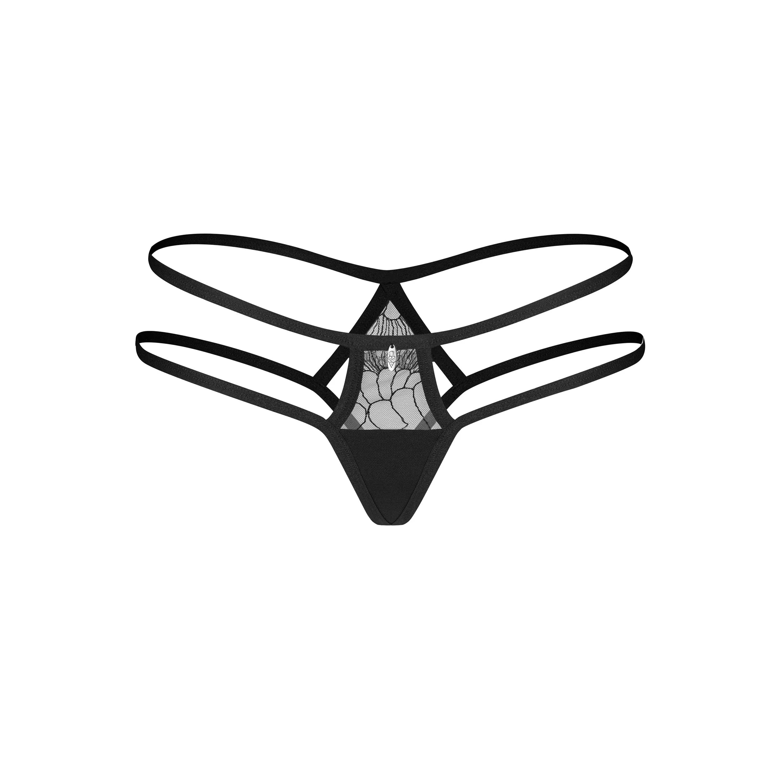 Culotte noire Arrowel en dentelle transparente avec doubles bretelles, élégante et confortable.