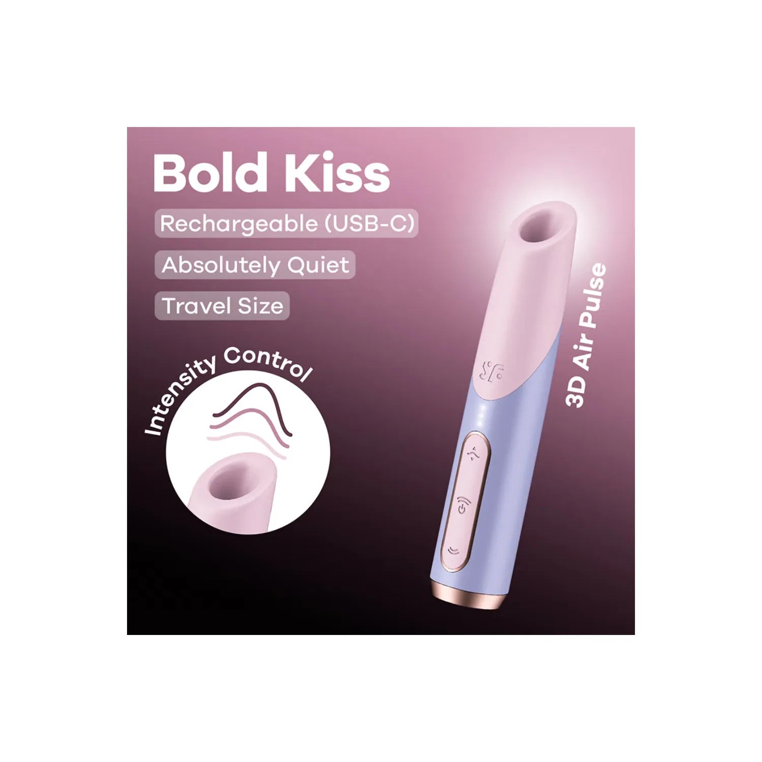 Stimulateur Clitoridien de Voyage Bold Kiss Luxueux et Discret, Design Compact en Rouge à Lèvres, Ultra Silencieux, 30 Intensités, Etanche, Rechargeable USB-C, Facile à Nettoyer