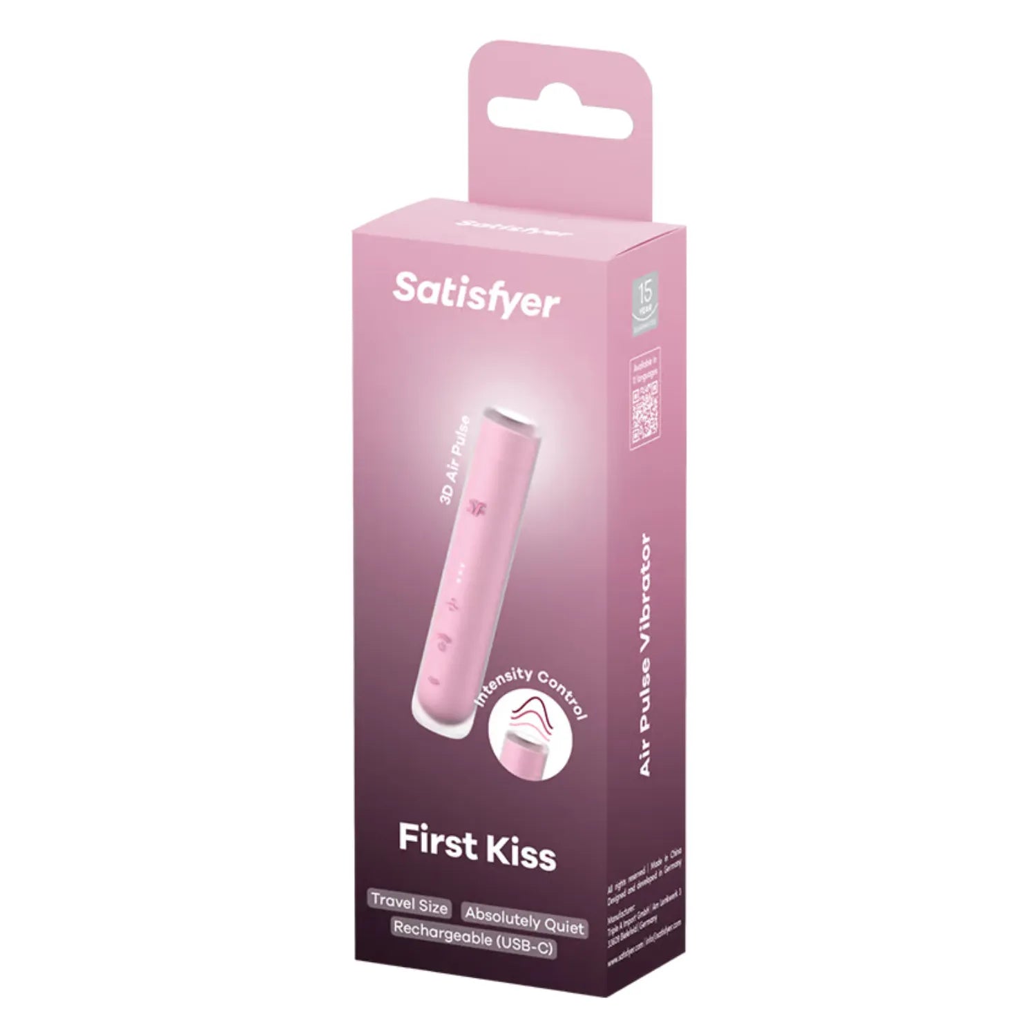 Vibromasseur Clitoridien Satisfyer First Kiss à Ondes de Pression, Silicone Ultra Doux, Design Rouge à Lèvres Compact, Rechargeable USB, Étanche IPX7, Idéal Débutantes et Voyage