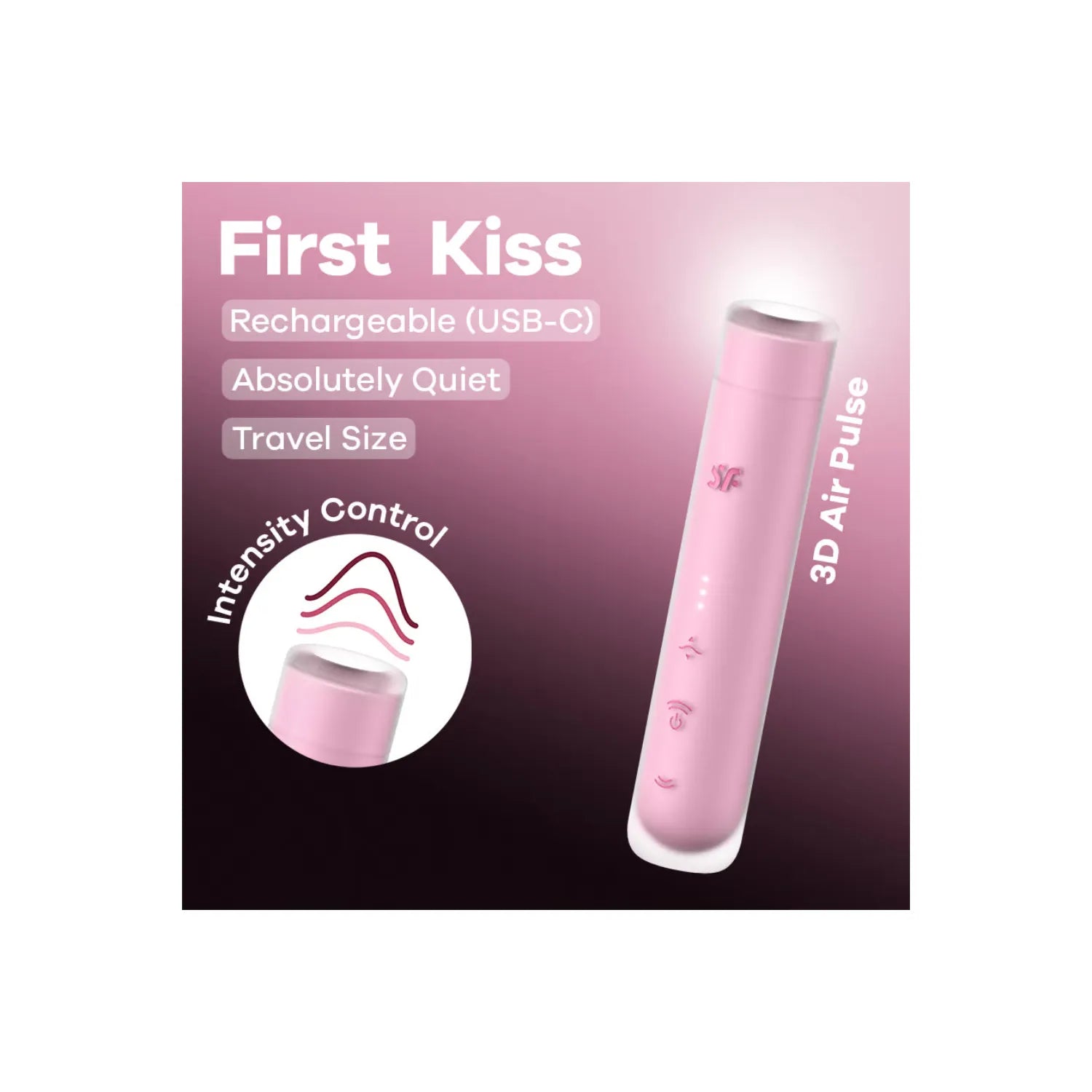 Vibromasseur Clitoridien Satisfyer First Kiss à Ondes de Pression, Silicone Ultra Doux, Design Rouge à Lèvres Compact, Rechargeable USB, Étanche IPX7, Idéal Débutantes et Voyage