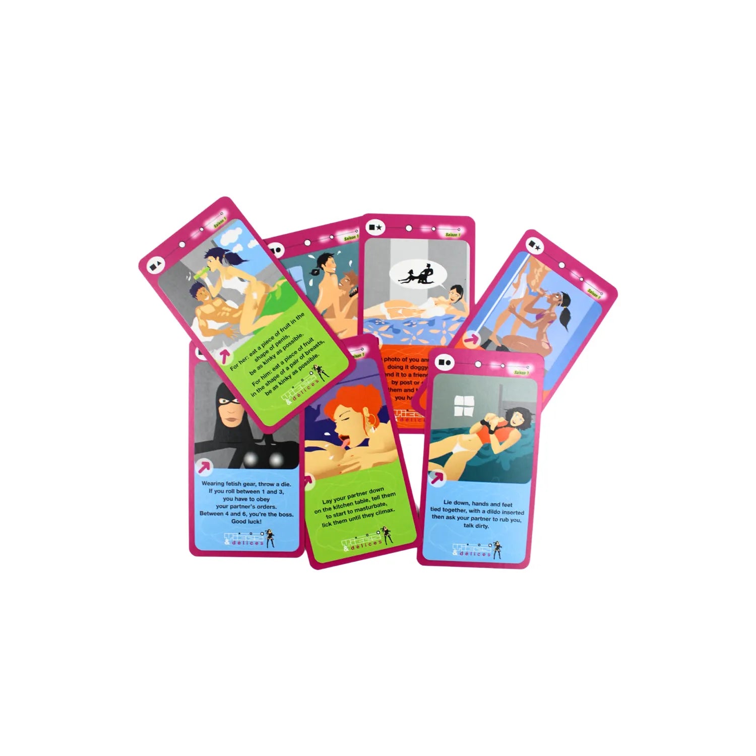 Jeu de Cartes Coquin Anglais Vices et Délices Saison 1 - Pimentez Votre Relation avec 76 Gages Érotiques pour Éveiller Désirs et Fantasmes