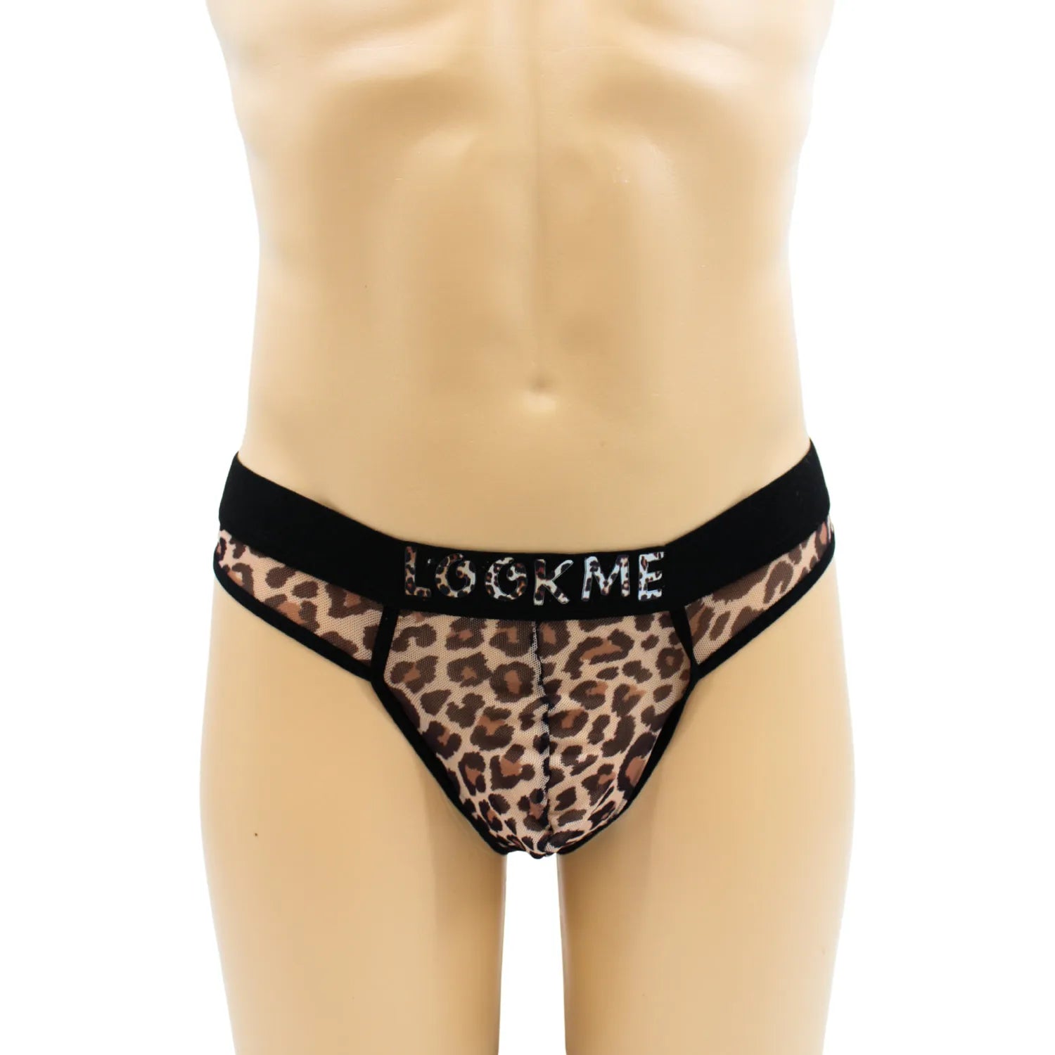 String Résille Léopard Transparent LOOKME, Confortable et Séduisant, Taille Haute avec Ceinture Noire Élastique, Design Urbain et Sauvage, Idéal pour Moment Intime et Quotidien