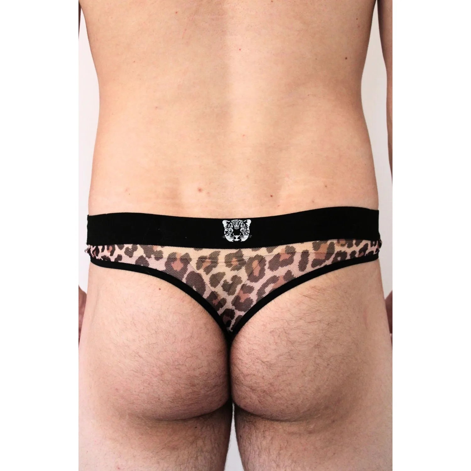 String Résille Léopard Transparent LOOKME, Confortable et Séduisant, Taille Haute avec Ceinture Noire Élastique, Design Urbain et Sauvage, Idéal pour Moment Intime et Quotidien