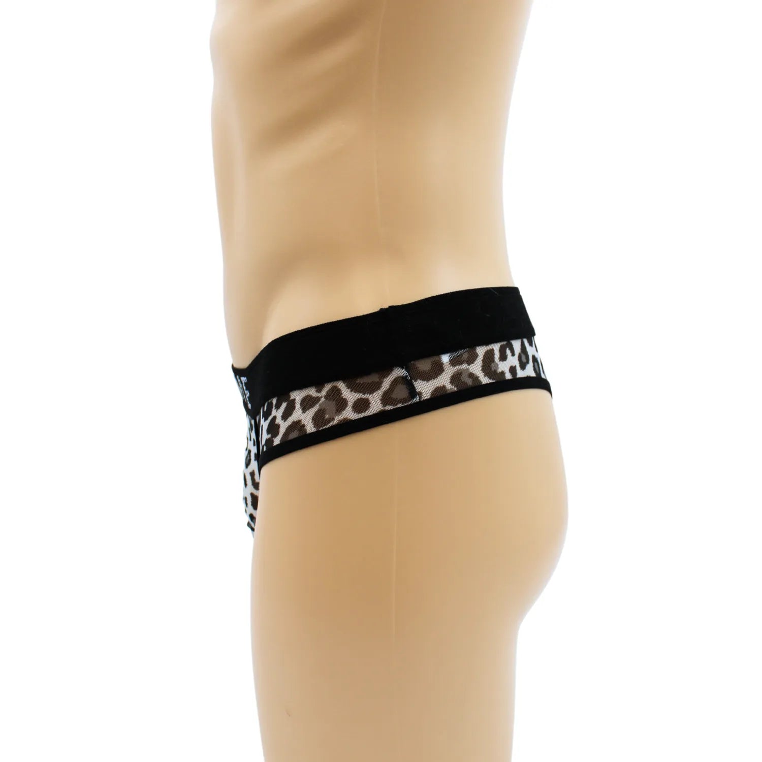 String Léopard Gris en Résille Transparente Confortable avec Ceinture LookMe pour Sublimer Silhouette et Style Urbain