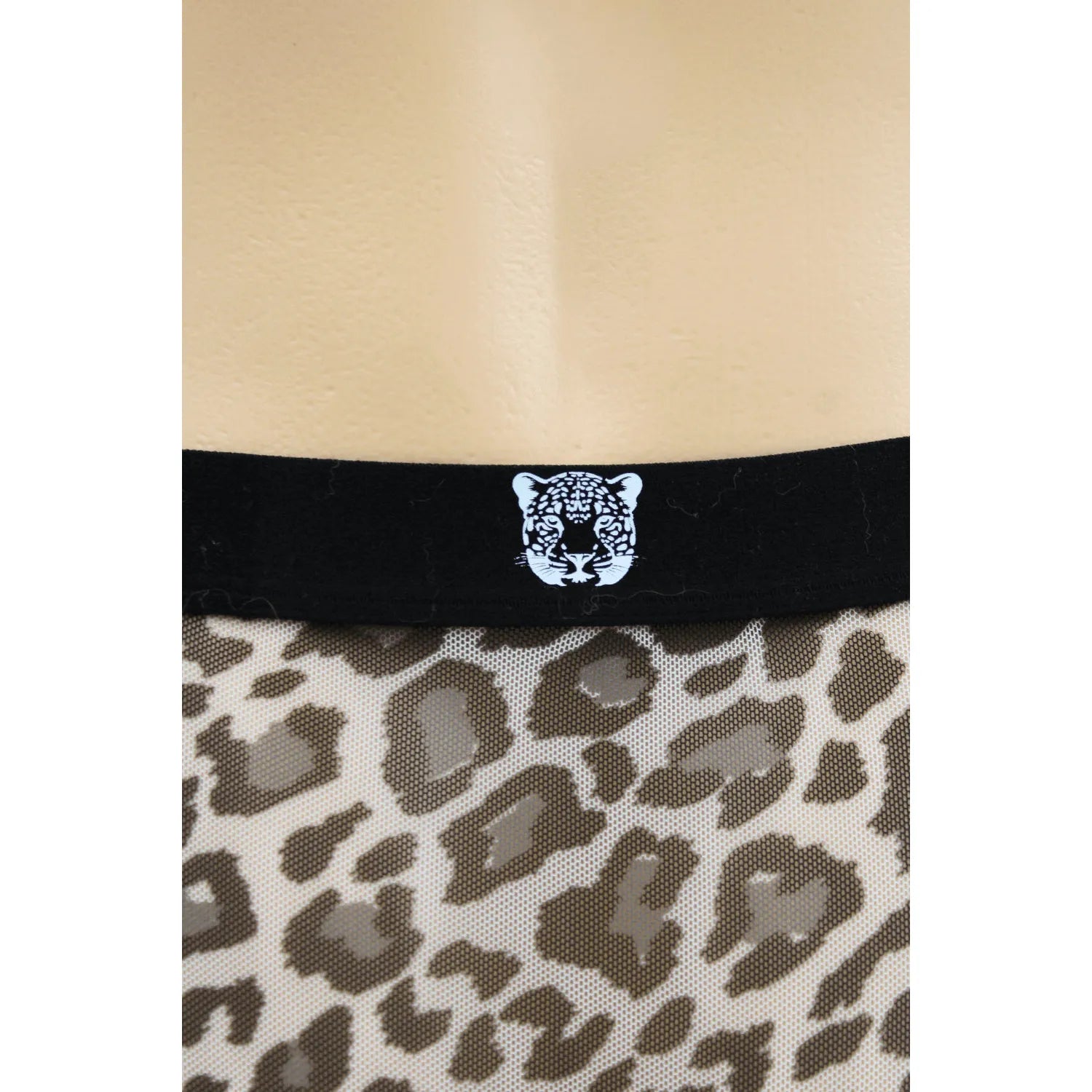 Boxer résille léopard gris LOOKME, ceinture noire élastique, motif urbain transparent, style audacieux et confortable.