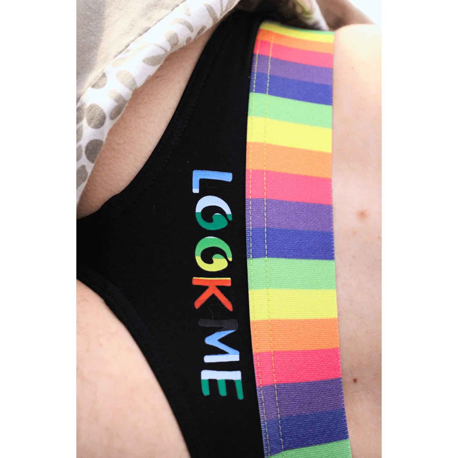 String Noir Confortable Homme Lookme Style Affirmé Ceinture Arc-en-Ciel Design Minimaliste Confort Quotidien Esthétisme Provocateur 80% Polyamide