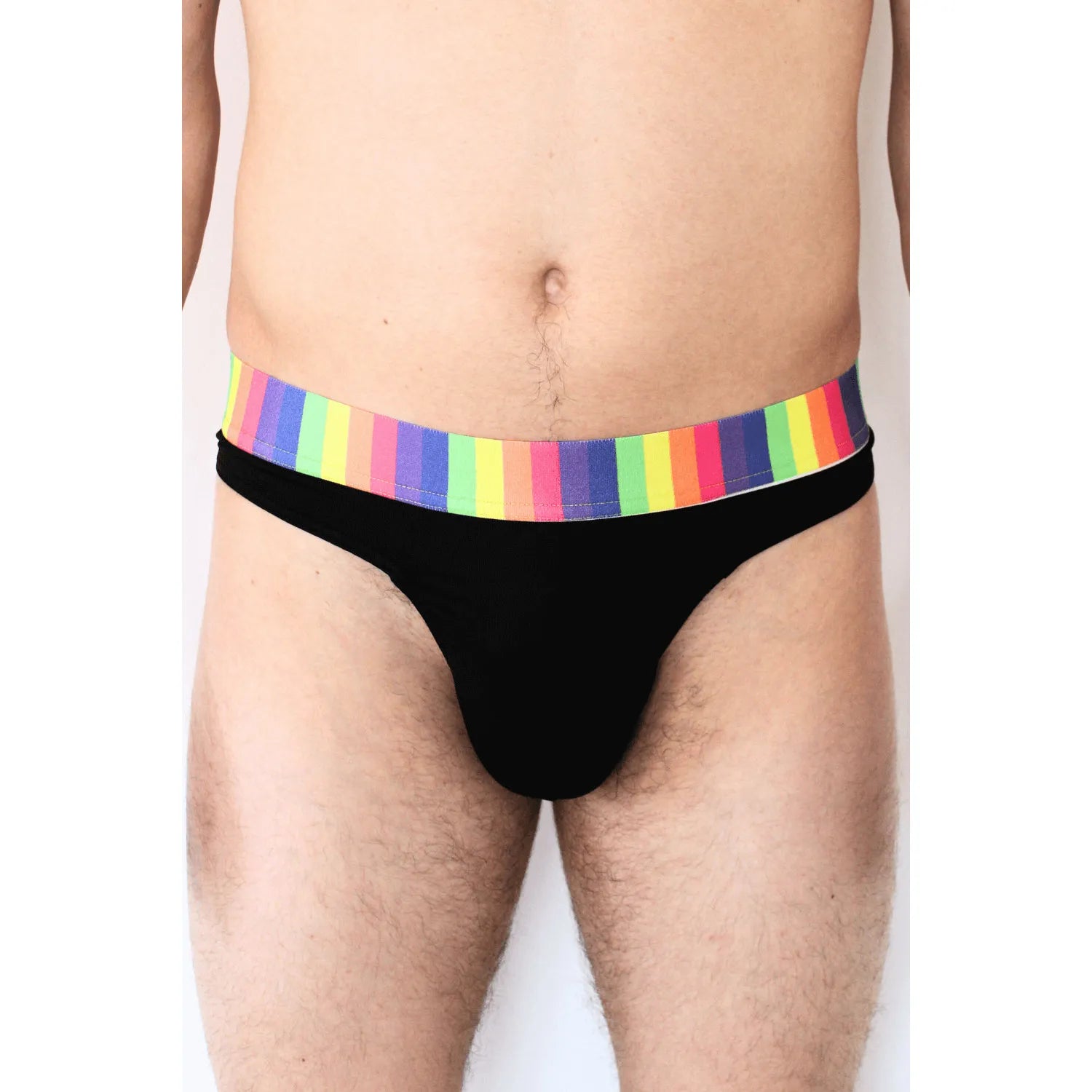 String Noir Confortable Homme Lookme Style Affirmé Ceinture Arc-en-Ciel Design Minimaliste Confort Quotidien Esthétisme Provocateur 80% Polyamide