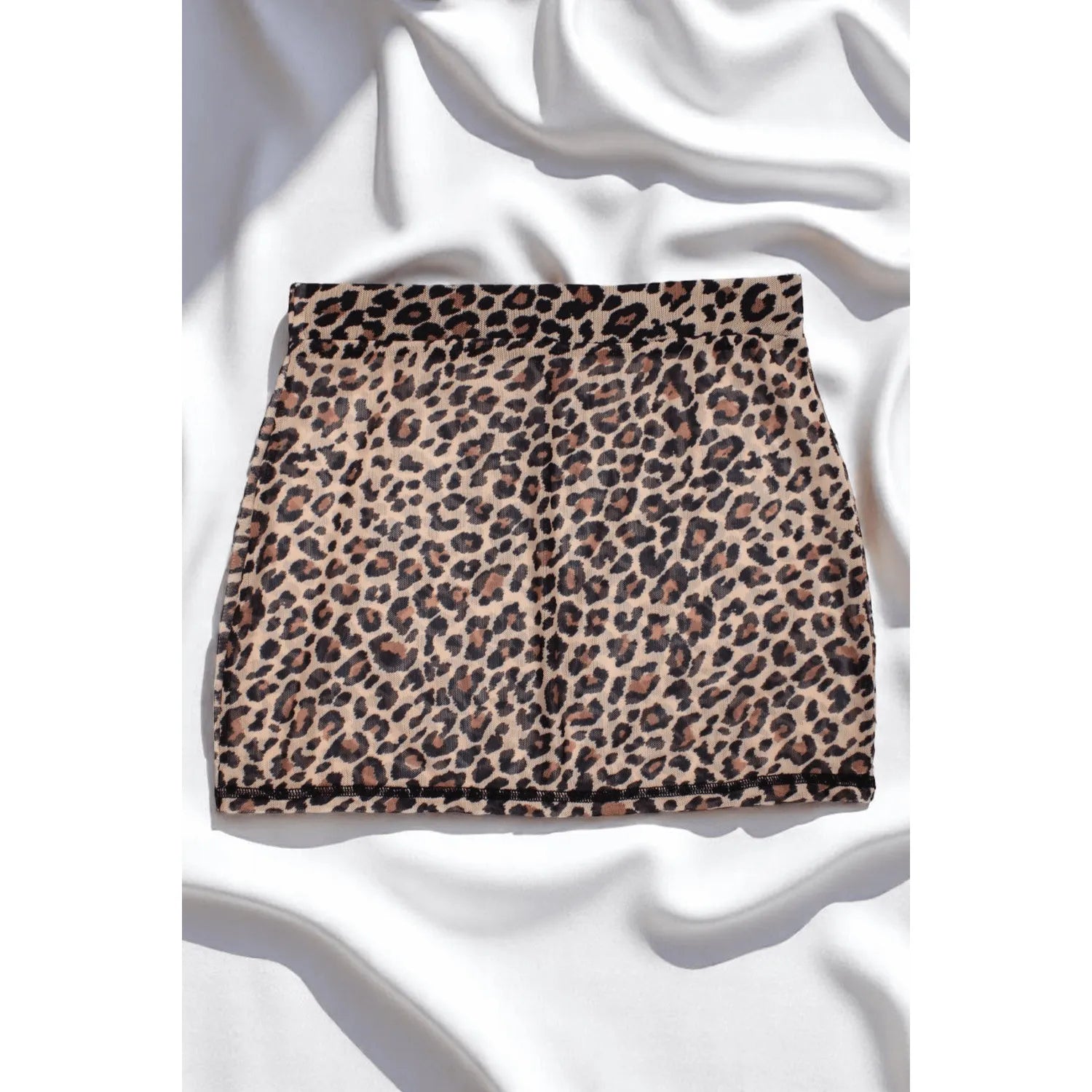 Jupe Courte Clara Résille Transparente Imprimé Léopard Ultra-Féminine Sensualité Style Mouvements Fluides Soirées Privées Clubbing Lingerie Audacieuse