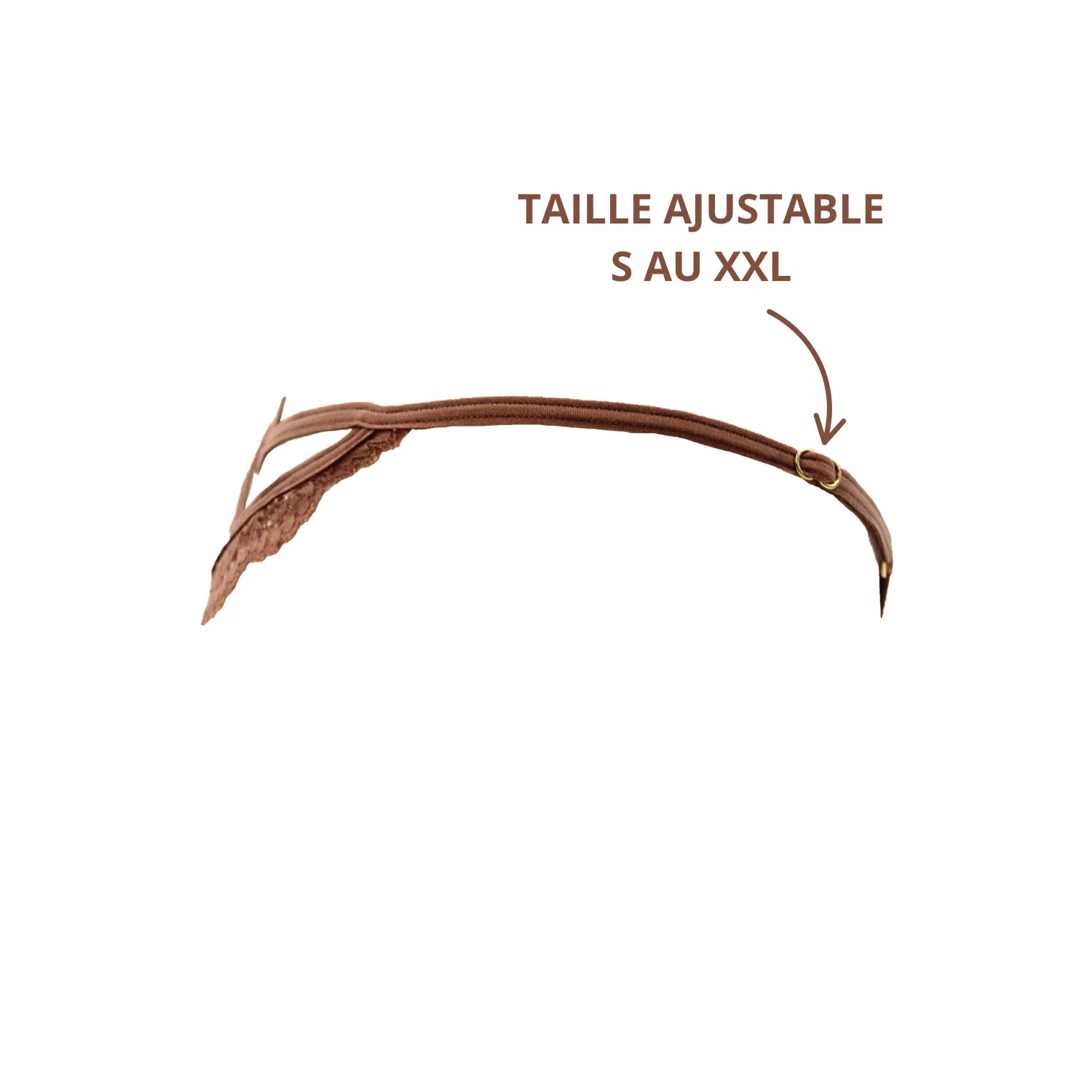 String dentelle taupe bijou cœur doré lanières ajustables sexy féminine