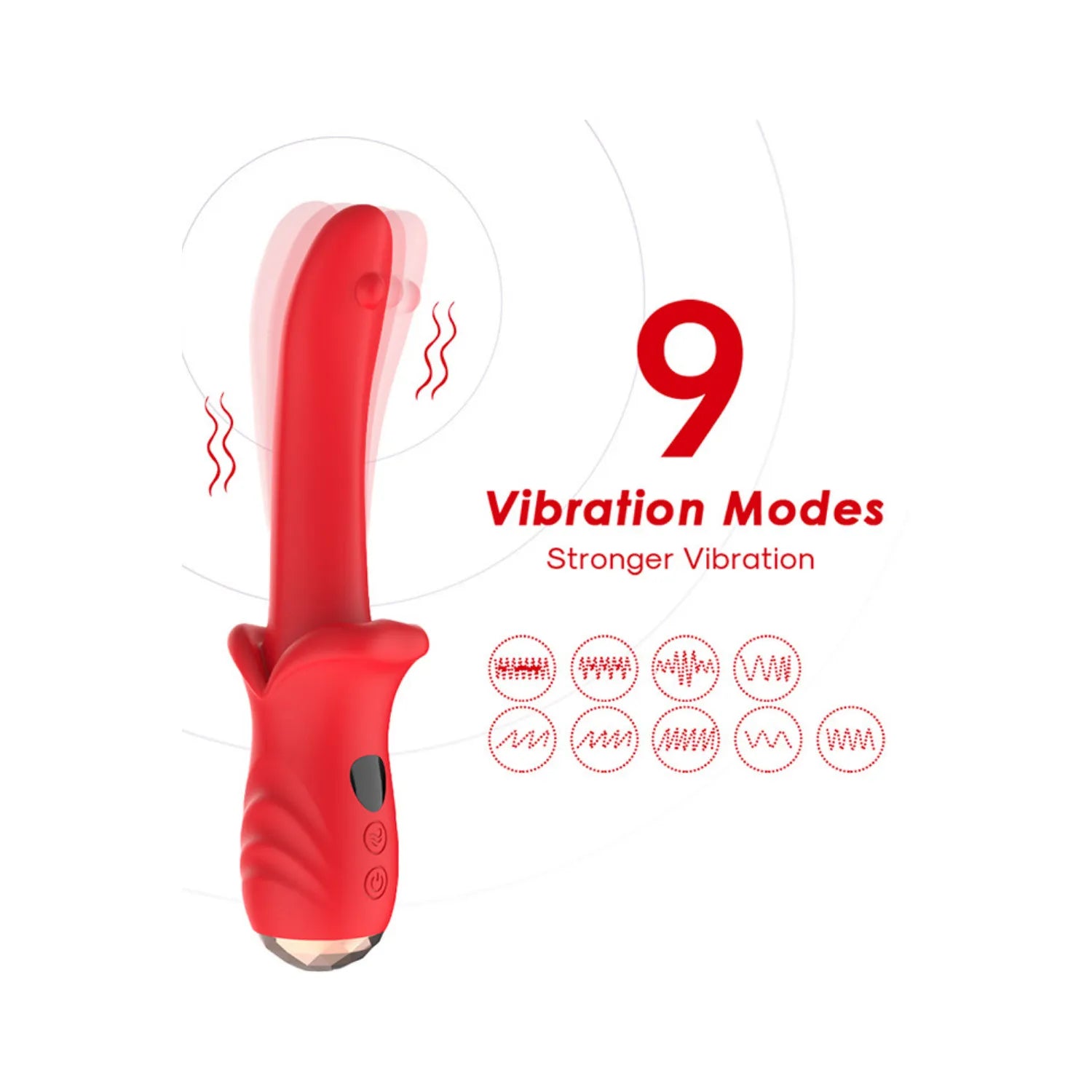 Vibromasseur Kiss Silicone Médical 9 Modes Vibration Rechargeable USB Waterproof Usage 60 Minutes Taille Compacte 210mmx28mm Idéal Débutantes Expertes