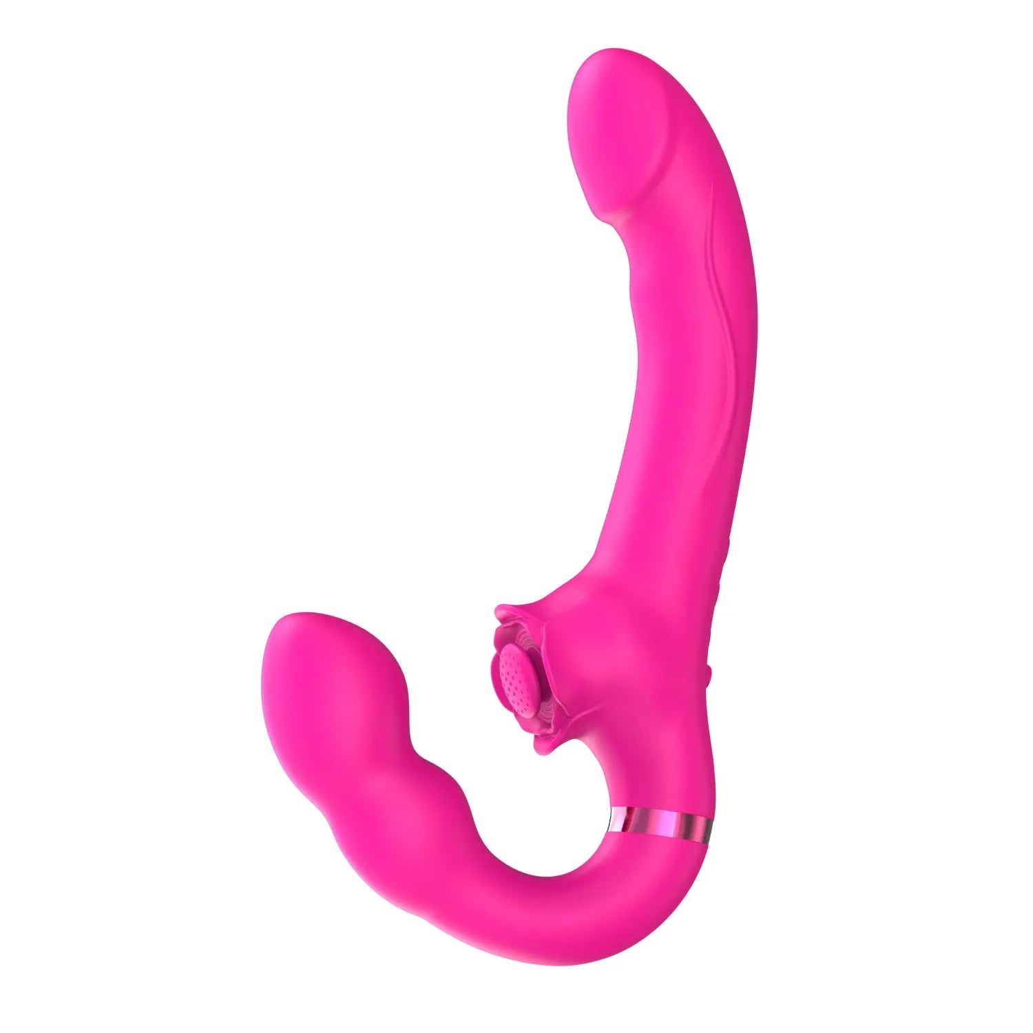 Vibromasseur ROSEA Strap-on Triple Stimulation Télécommandé, Modes de Vibration et Tapotement, Ergonomique, Silicone Médical, Waterproof