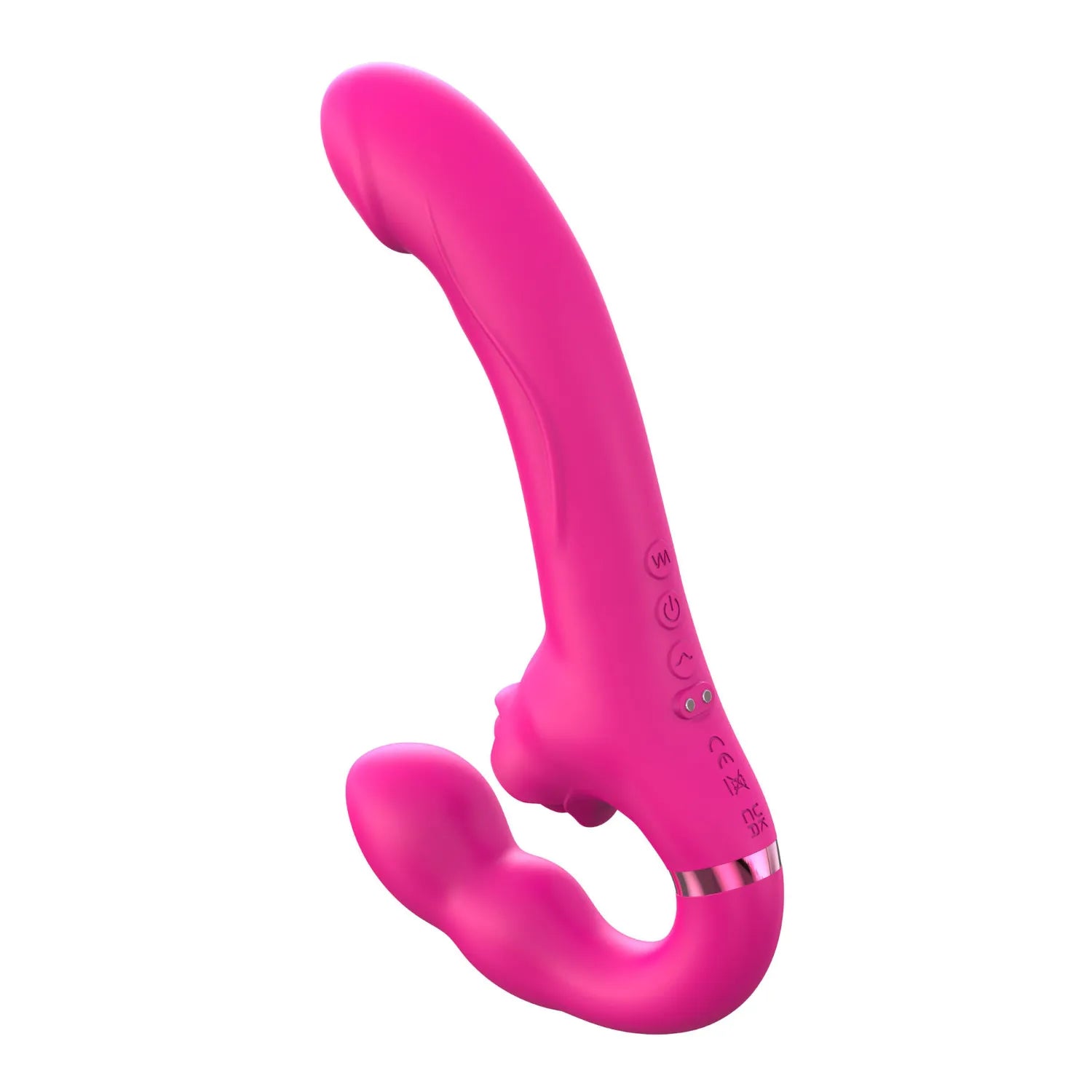 Vibromasseur ROSEA Strap-on Triple Stimulation Télécommandé, Modes de Vibration et Tapotement, Ergonomique, Silicone Médical, Waterproof