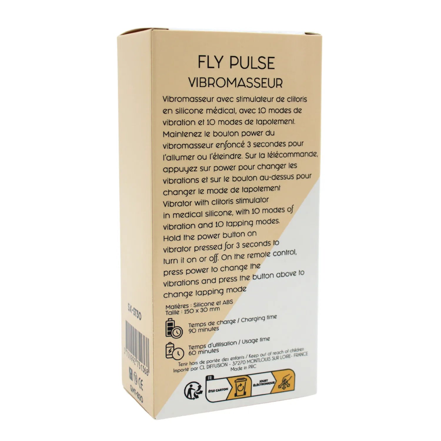 Vibromasseur Papillon FLY PULSE Double Action Télécommandé Silicone Médical Modes Vibration Tapotement Rechargeable Waterproof Jeux Coquins Couple