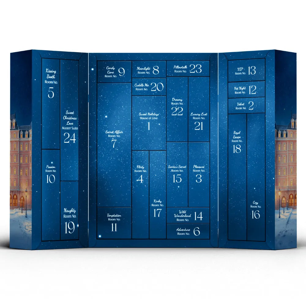 Calendrier de l’Avent Coquin Satisfyer PREMIUM 2025 bleu, 24 cases, design élégant pour plaisirs sensuels et luxueux.