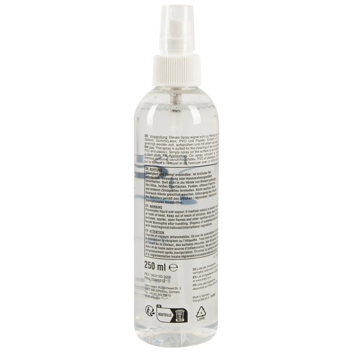 Spray Nettoyant pour Sextoys Just Glide Toy Cleaner 250ml Hygiène Profonde Douce et Économique