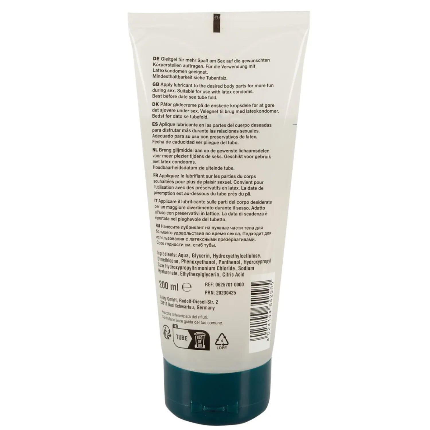 Lubrifiant anal premium vegan Just Glide 200 ml silicone hyaluron panthénol compatible préservatifs p H équilibré glisse douce confort plaisir anal